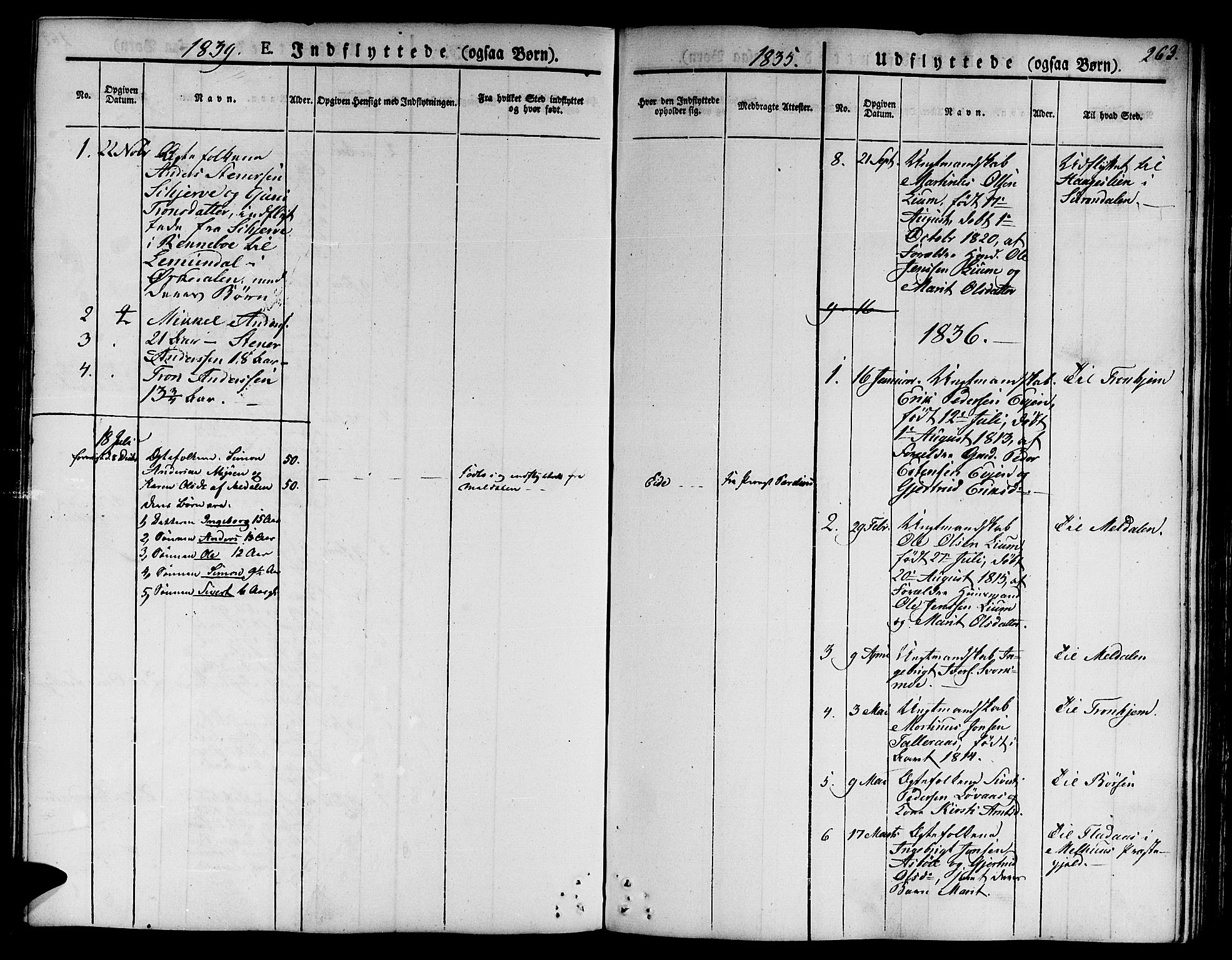 Ministerialprotokoller, klokkerbøker og fødselsregistre - Sør-Trøndelag, SAT/A-1456/668/L0804: Parish register (official) no. 668A04, 1826-1839, p. 263