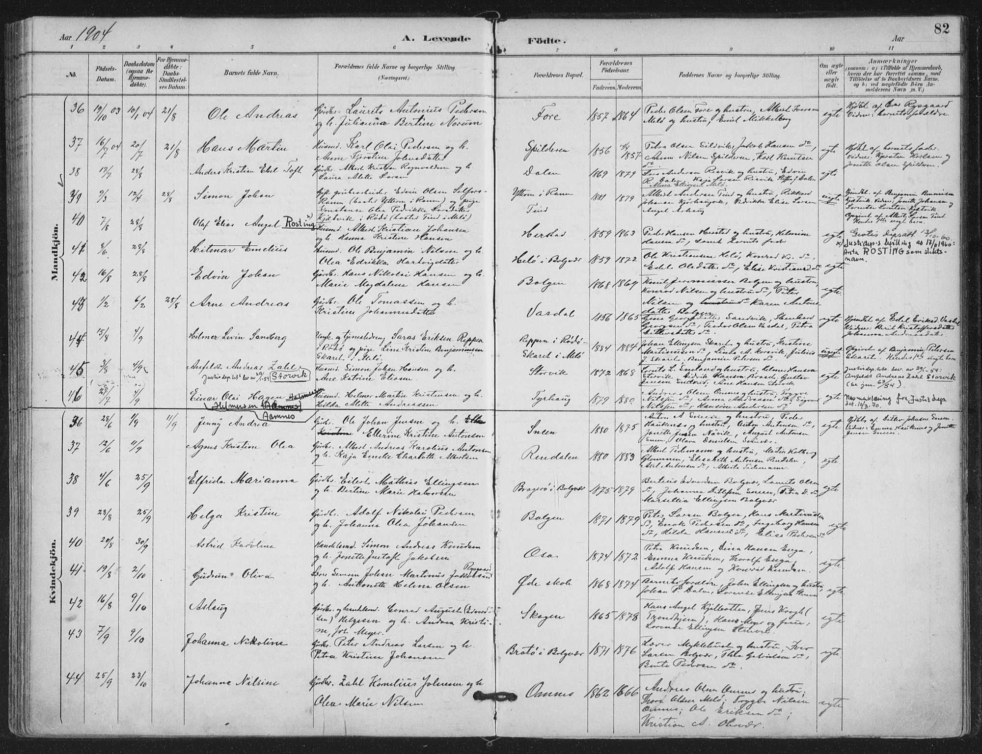 Ministerialprotokoller, klokkerbøker og fødselsregistre - Nordland, AV/SAT-A-1459/843/L0628: Parish register (official) no. 843A03, 1889-1907, p. 82