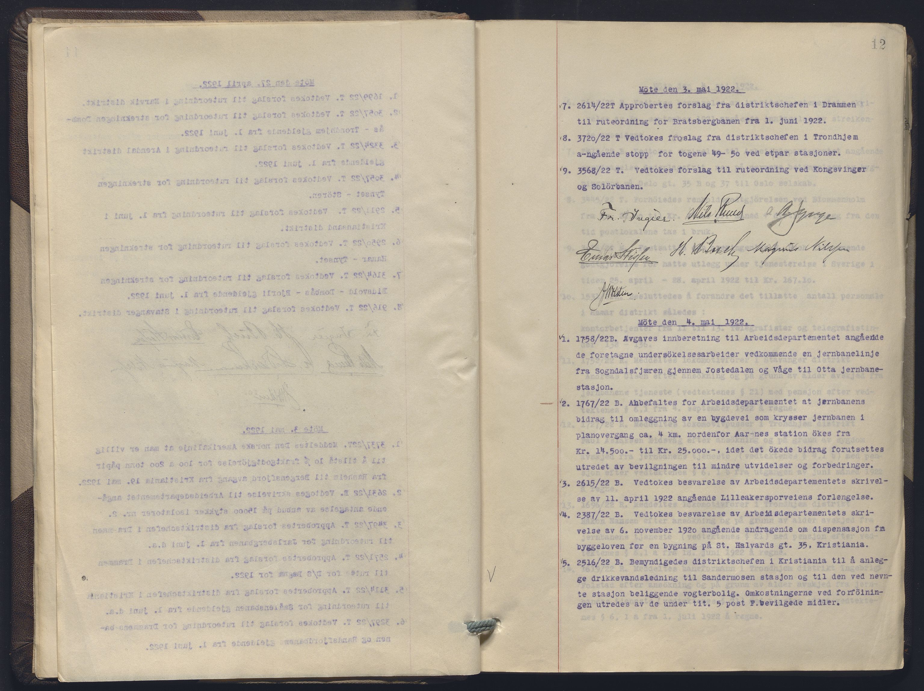 Norges statsbaner, Administrasjons- økonomi- og personalavdelingen, AV/RA-S-3412/A/Aa/L0019: Forhandlingsprotokoll, 1922-1924, p. 12