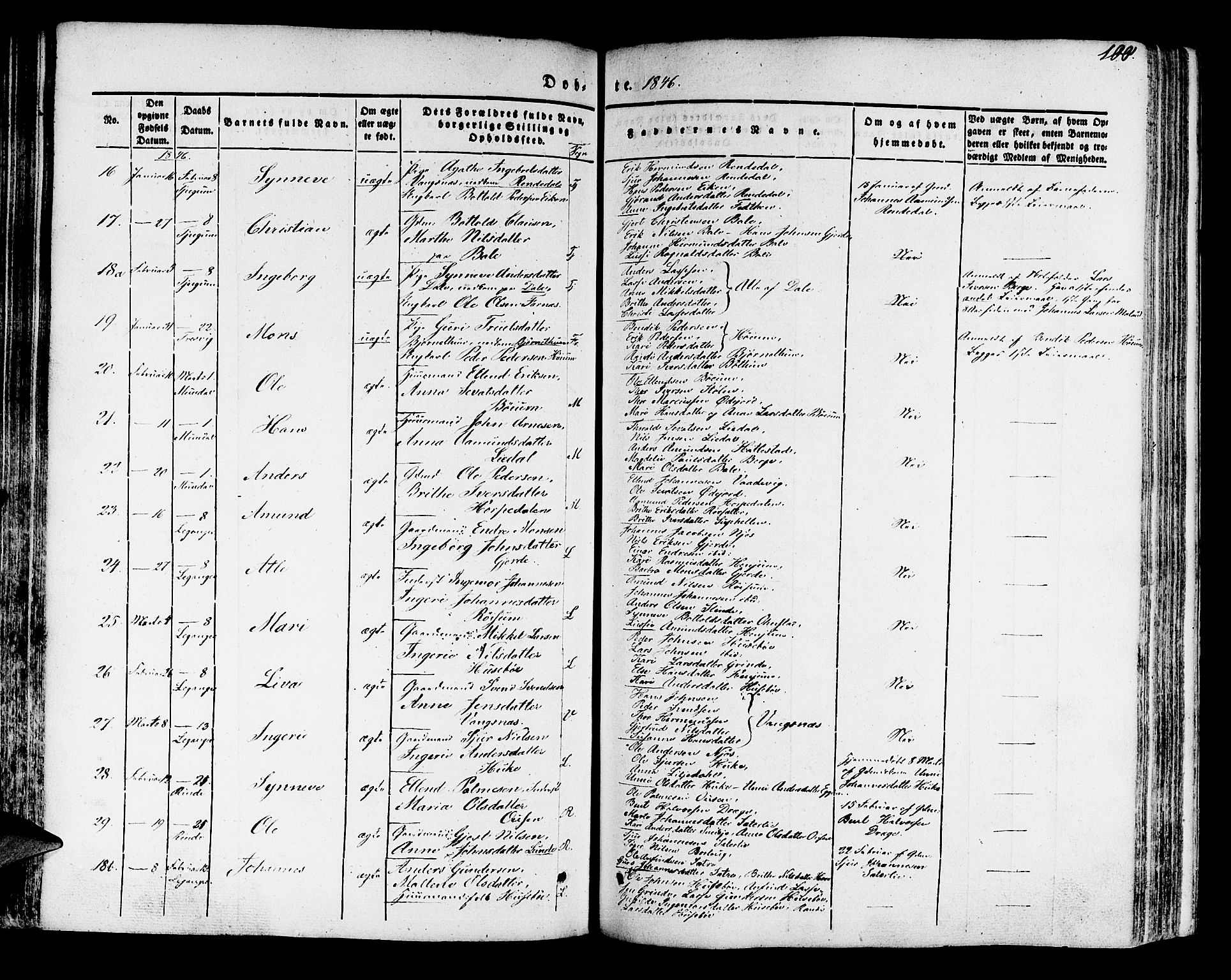 Leikanger sokneprestembete, AV/SAB-A-81001/H/Haa/Haaa/L0007: Parish register (official) no. A 7, 1838-1851, p. 100