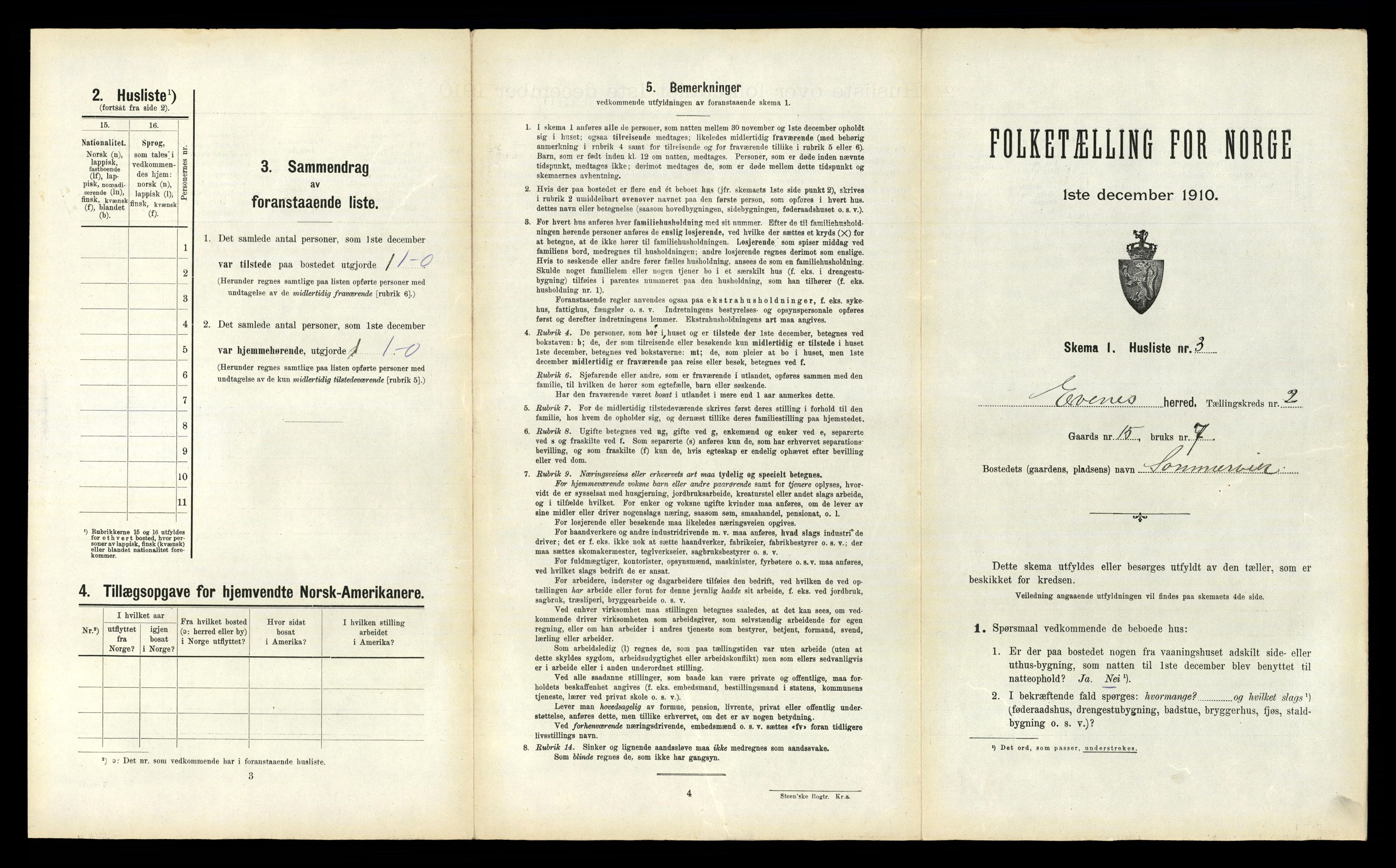 RA, 1910 census for Evenes, 1910, p. 251