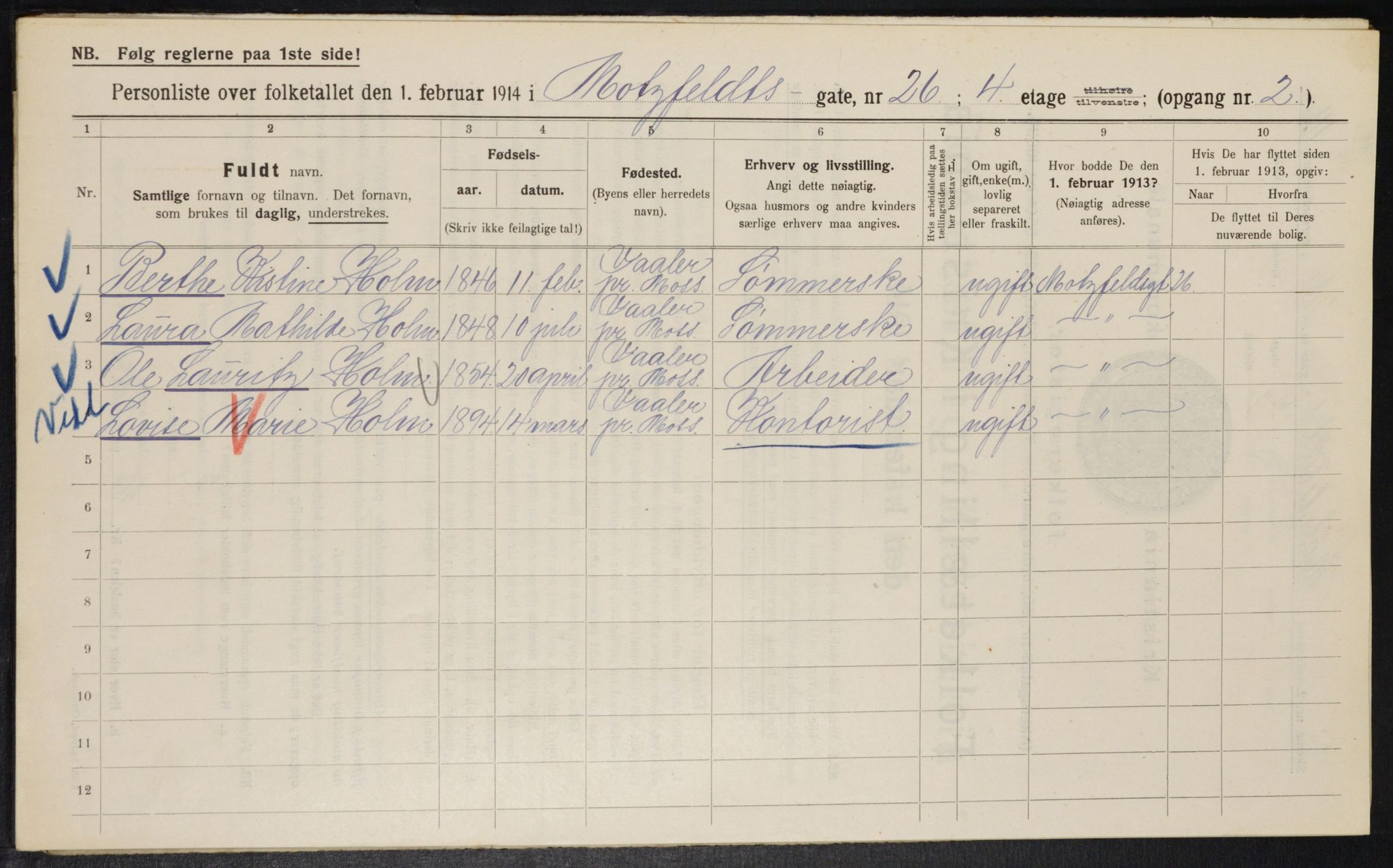 OBA, Municipal Census 1914 for Kristiania, 1914, p. 66396