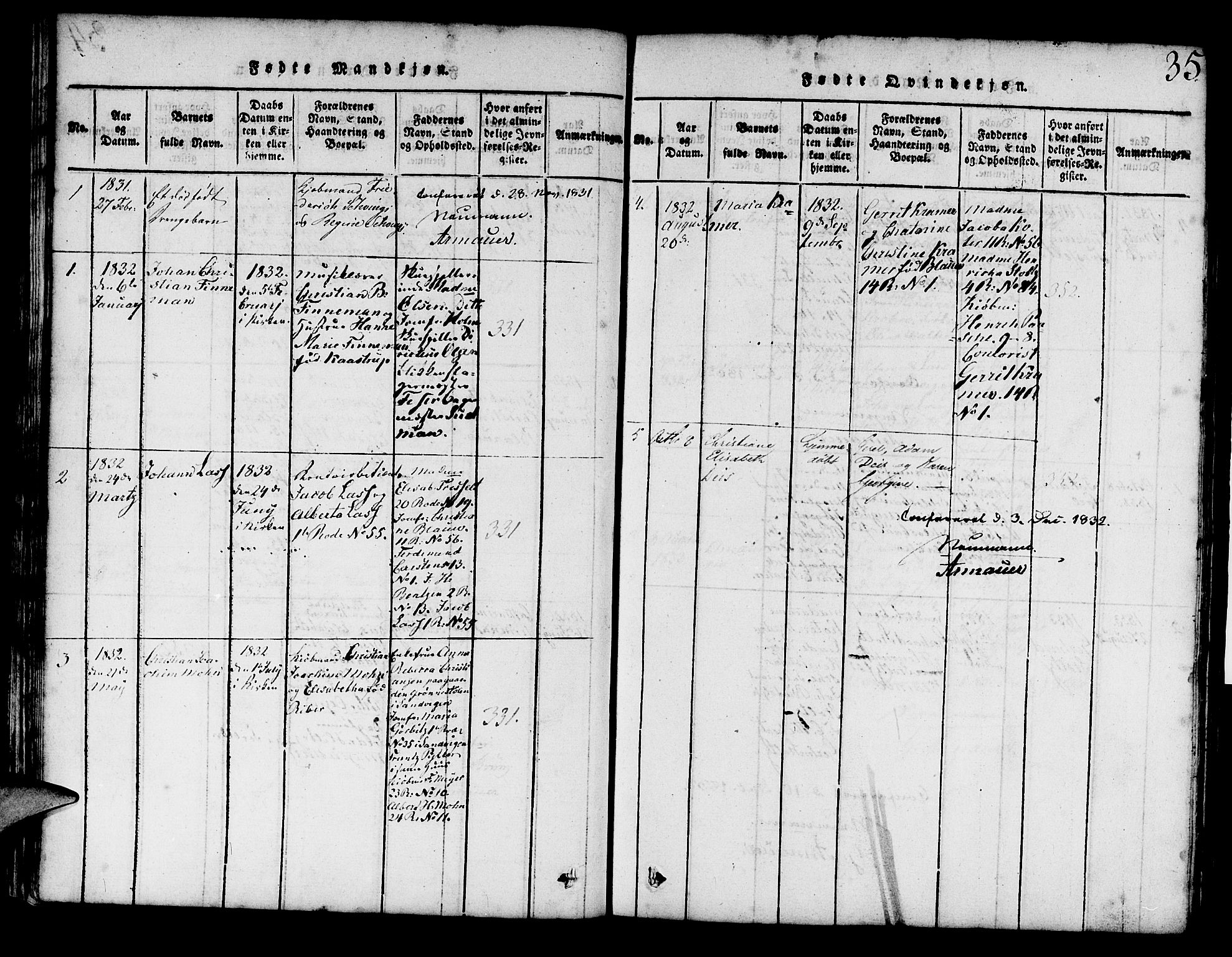 Mariakirken Sokneprestembete, SAB/A-76901/H/Hab/L0001: Parish register (copy) no. A 1, 1815-1846, p. 35