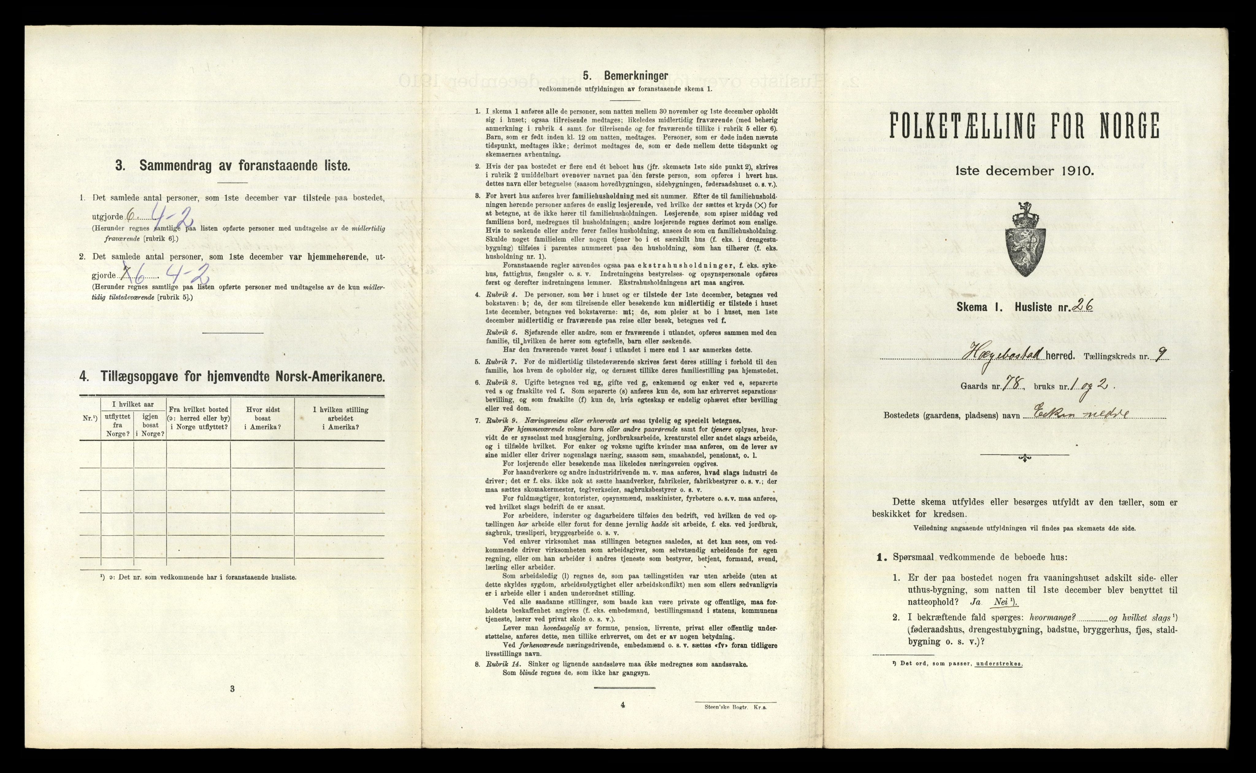 RA, 1910 census for Hægebostad, 1910, p. 757