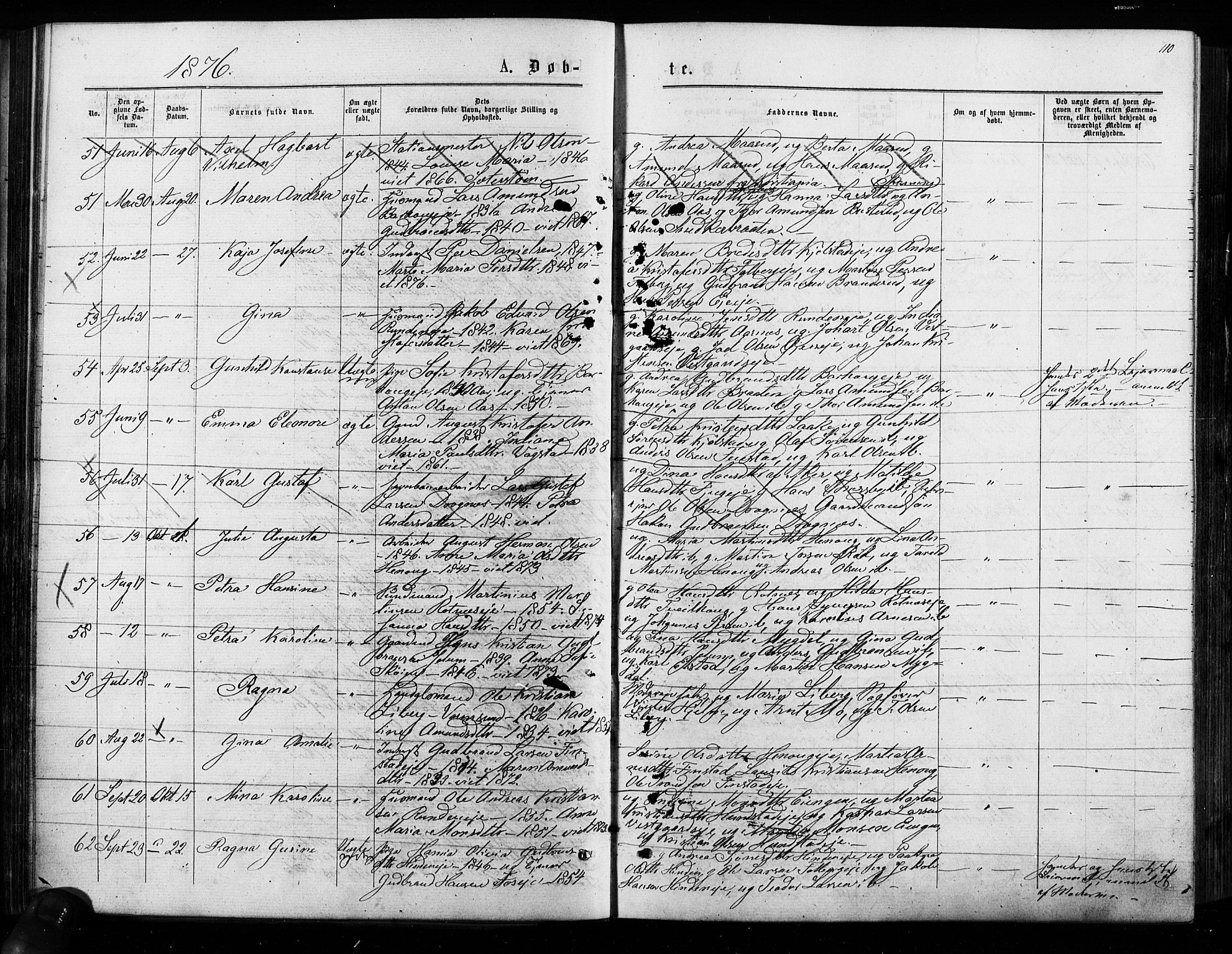 Nes prestekontor Kirkebøker, AV/SAO-A-10410/F/Fa/L0009: Parish register (official) no. I 9, 1875-1882, p. 110