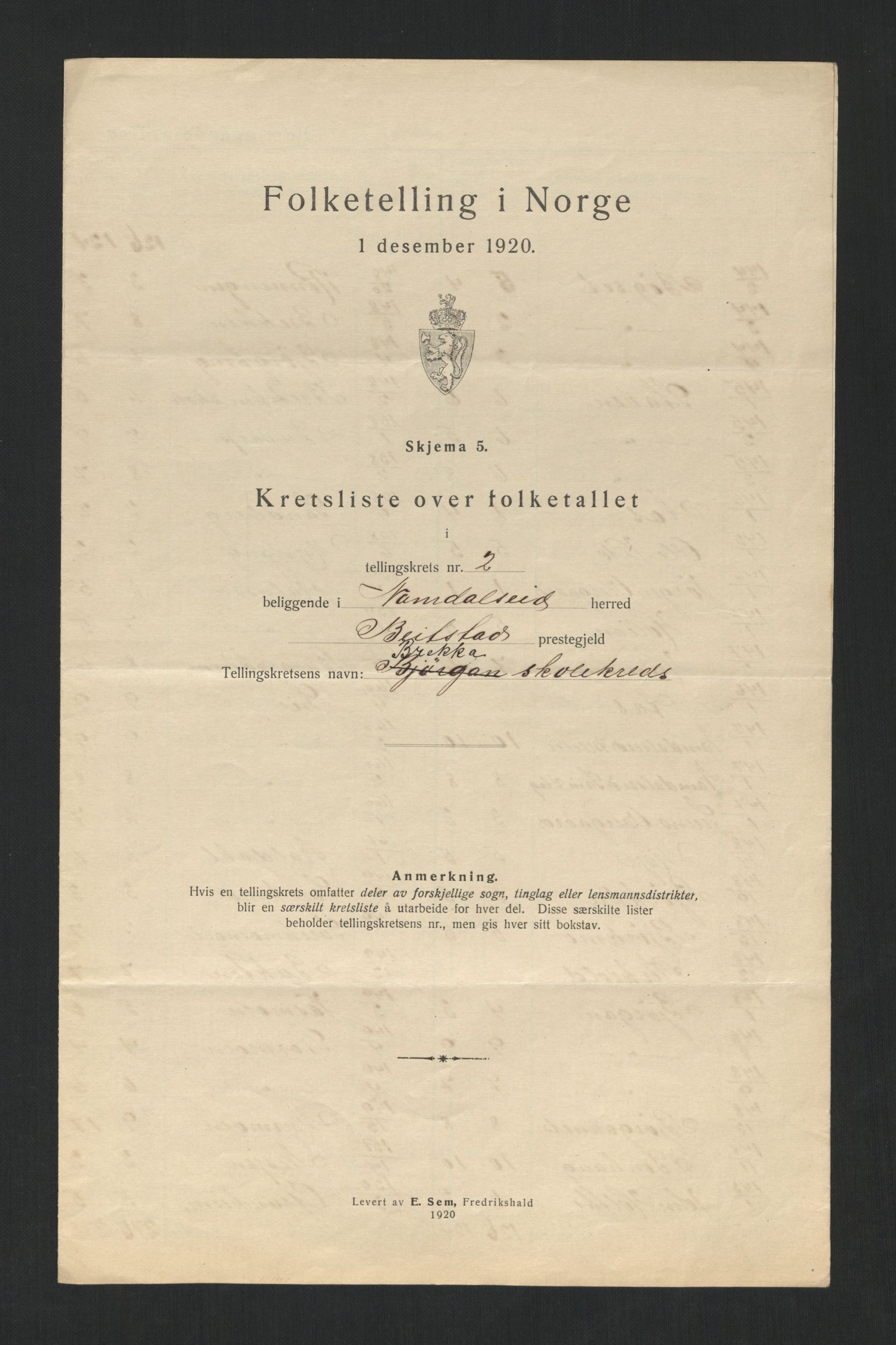 SAT, 1920 census for Namdalseid, 1920, p. 11