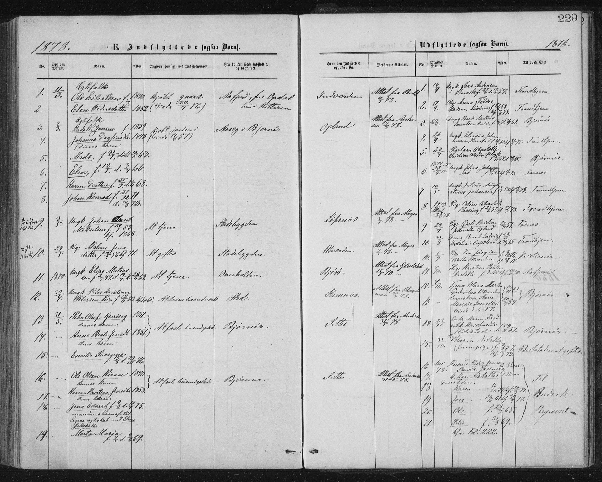 Ministerialprotokoller, klokkerbøker og fødselsregistre - Nord-Trøndelag, SAT/A-1458/771/L0596: Parish register (official) no. 771A03, 1870-1884, p. 229