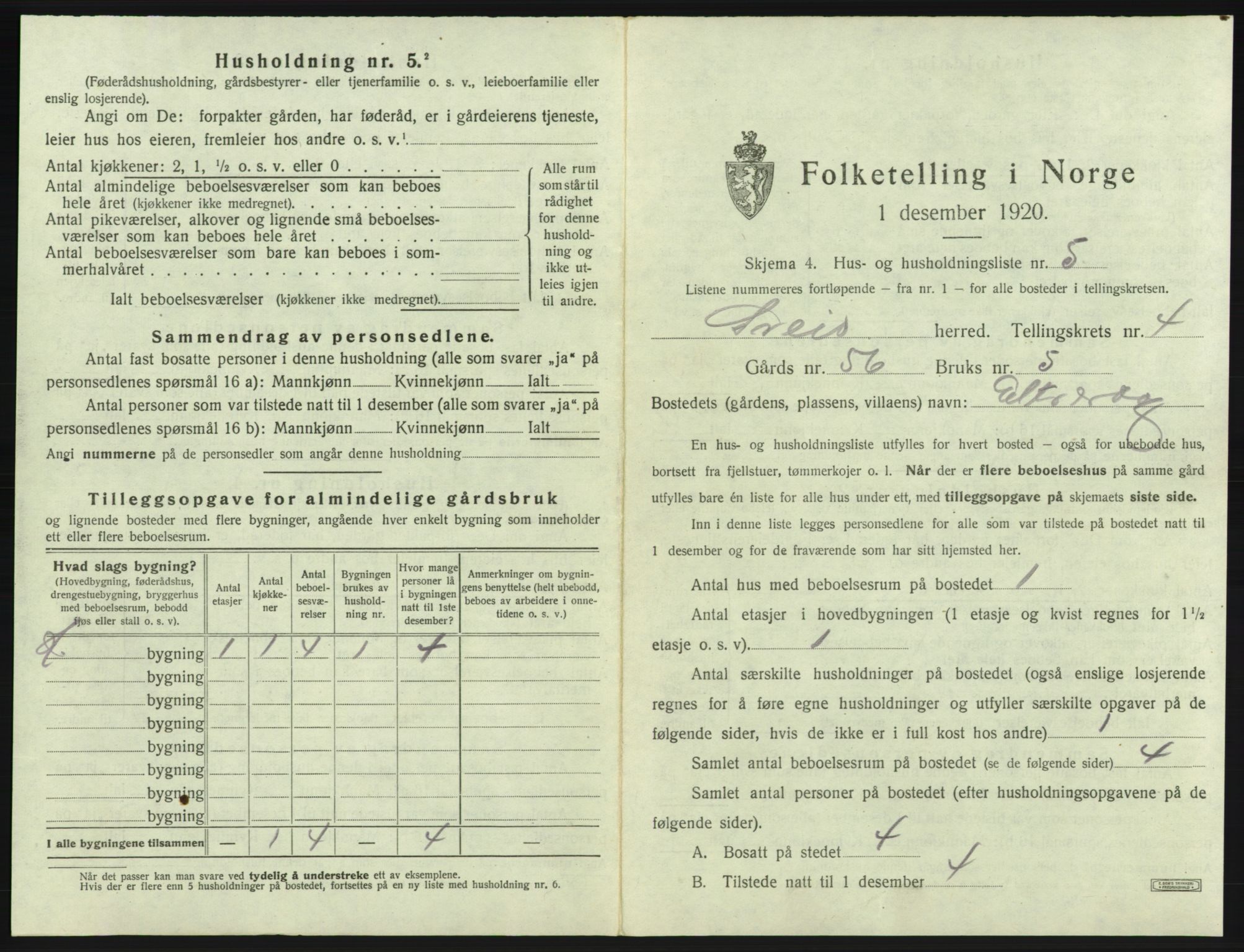 SAB, 1920 census for Sveio, 1920, p. 253