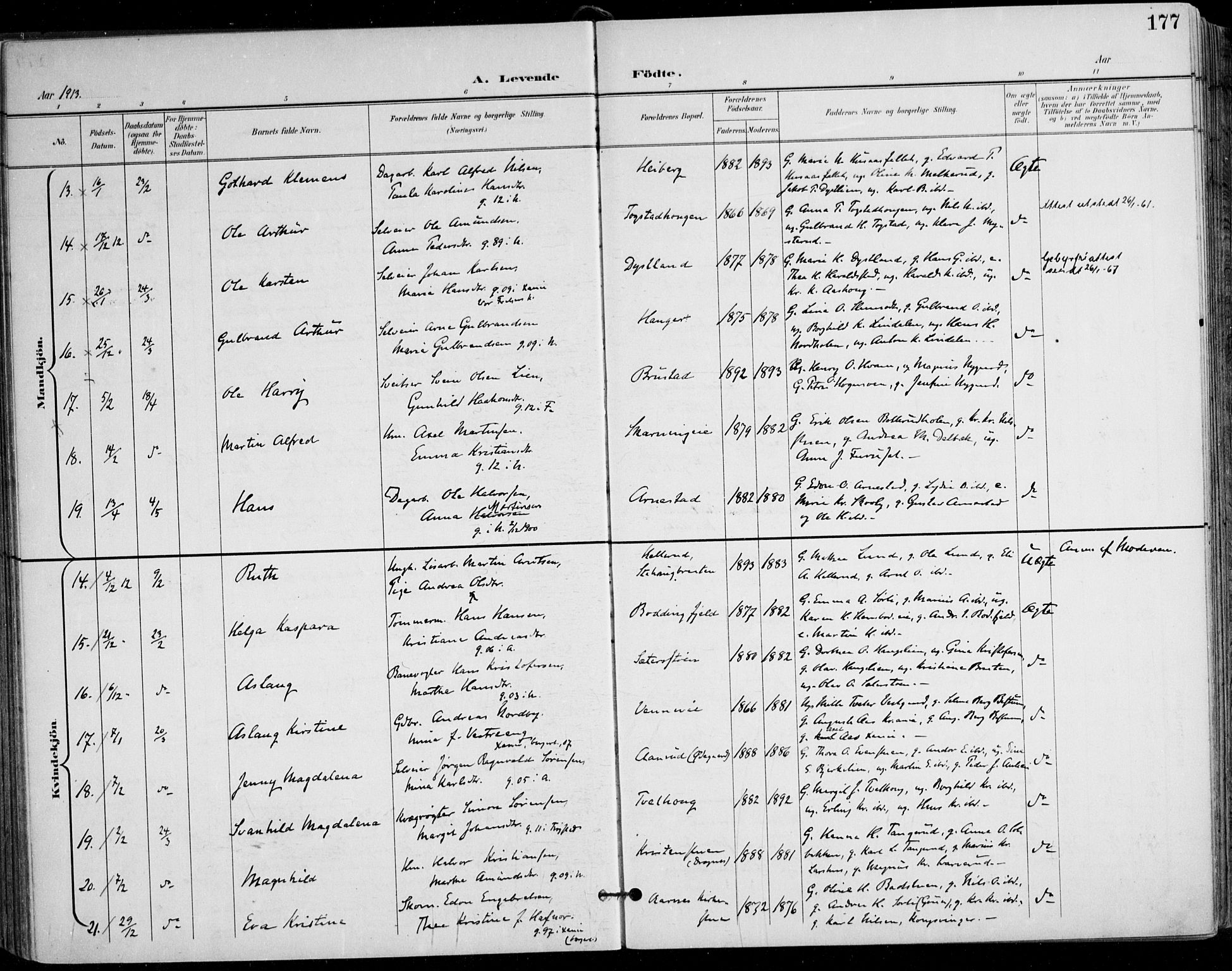 Nes prestekontor Kirkebøker, AV/SAO-A-10410/F/Fa/L0011: Parish register (official) no. I 11, 1899-1918, p. 177