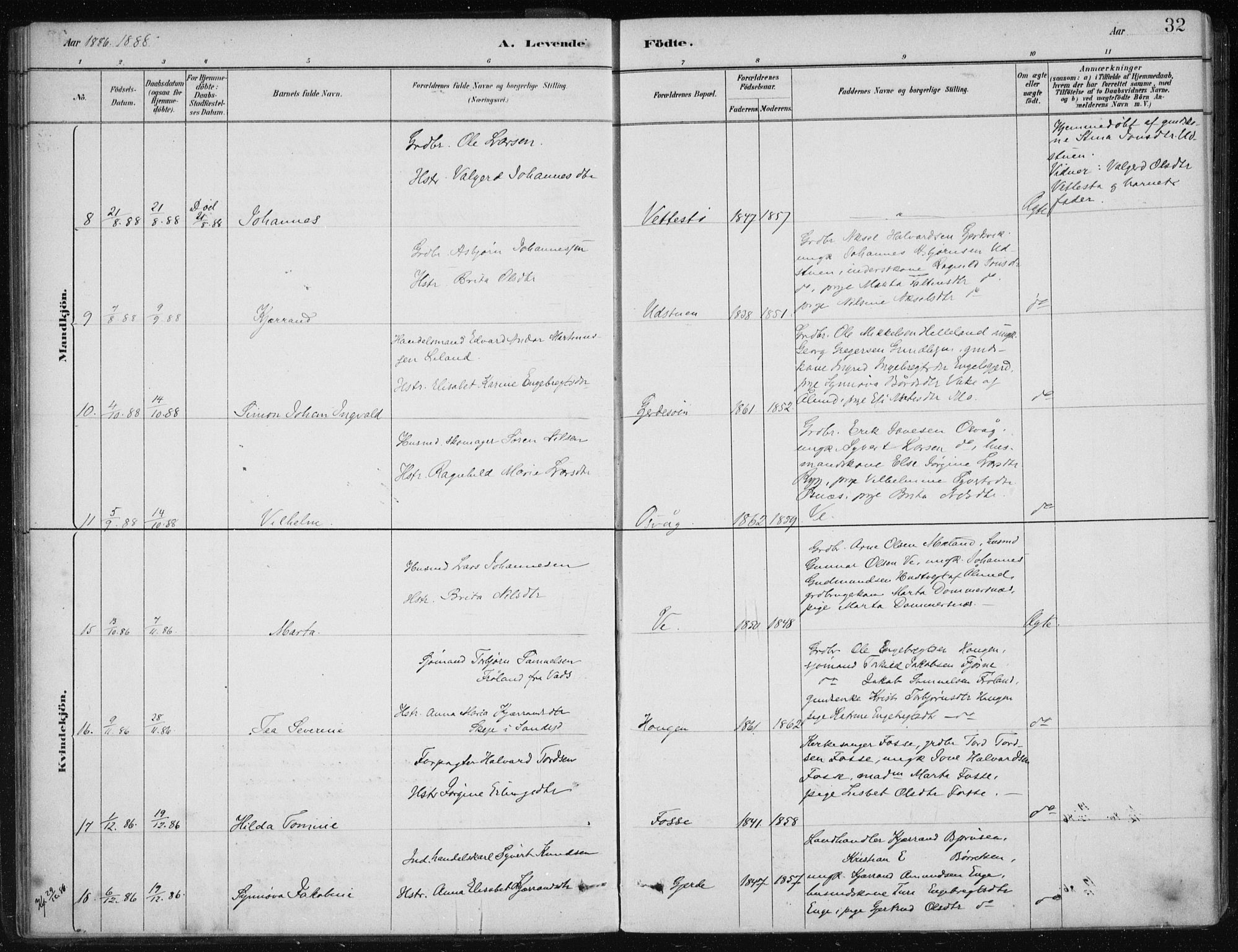 Etne sokneprestembete, AV/SAB-A-75001/H/Haa: Parish register (official) no. C  1, 1879-1919, p. 32