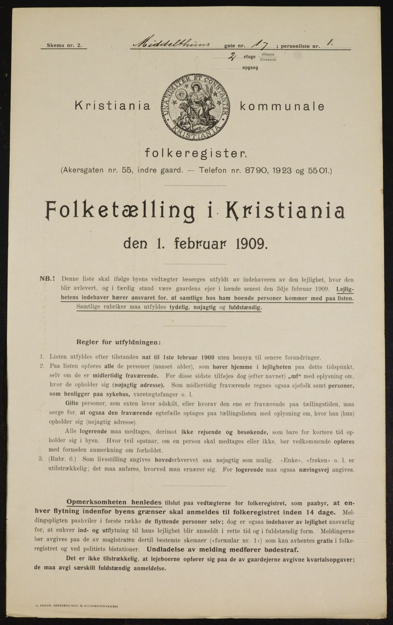 OBA, Municipal Census 1909 for Kristiania, 1909, p. 68303