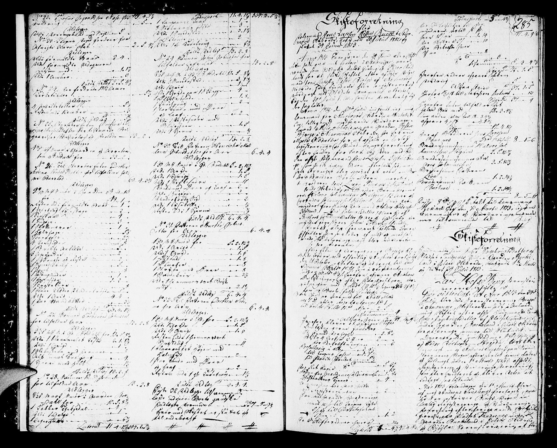 Ryfylke tingrett, AV/SAST-A-100055/001/IV/IVD/L0017b: Skifteprotokoll, register i protokollen, 1813-1817, p. 284b-285a