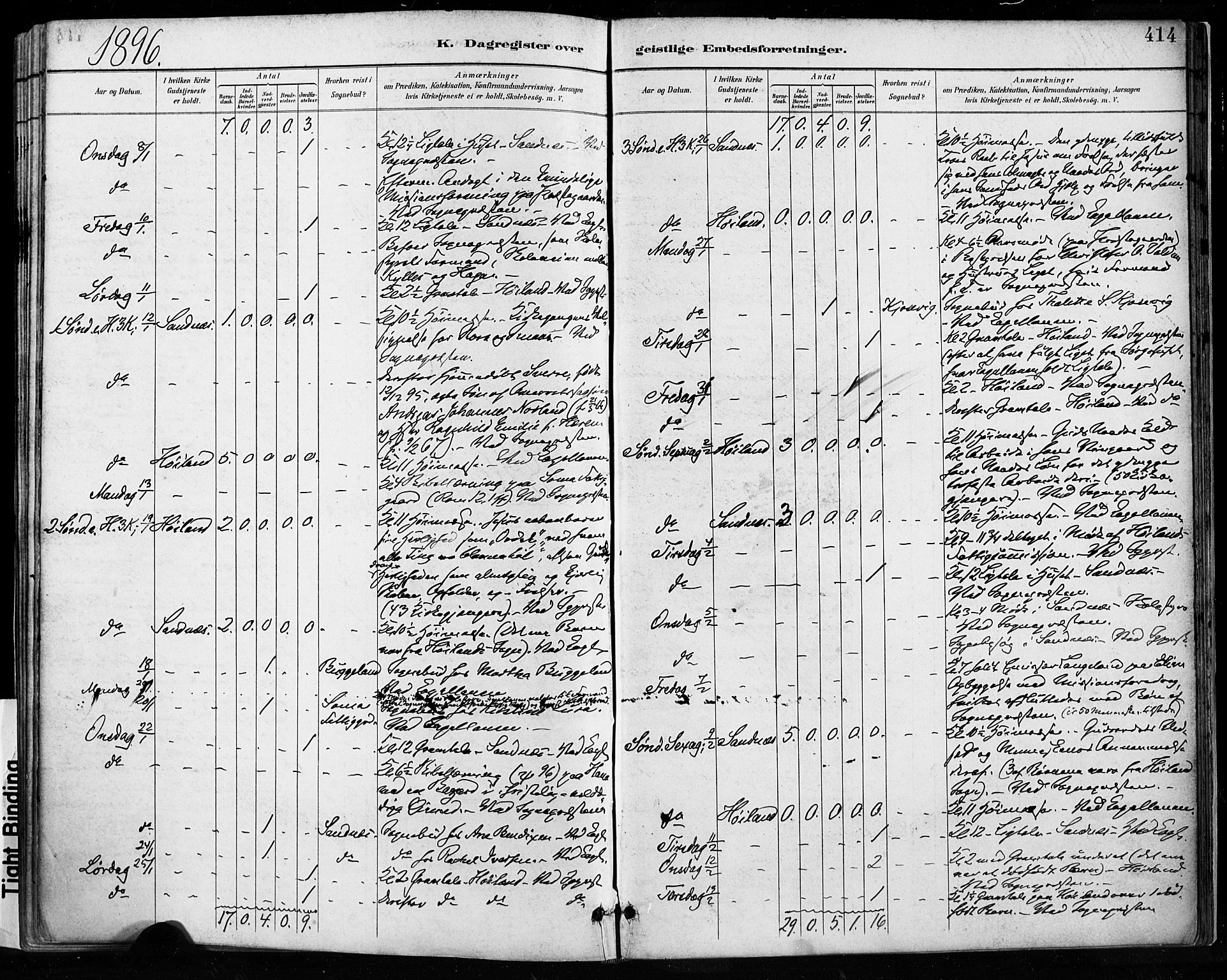 Høyland sokneprestkontor, AV/SAST-A-101799/001/30BA/L0013: Parish register (official) no. A 13.2, 1889-1898, p. 414