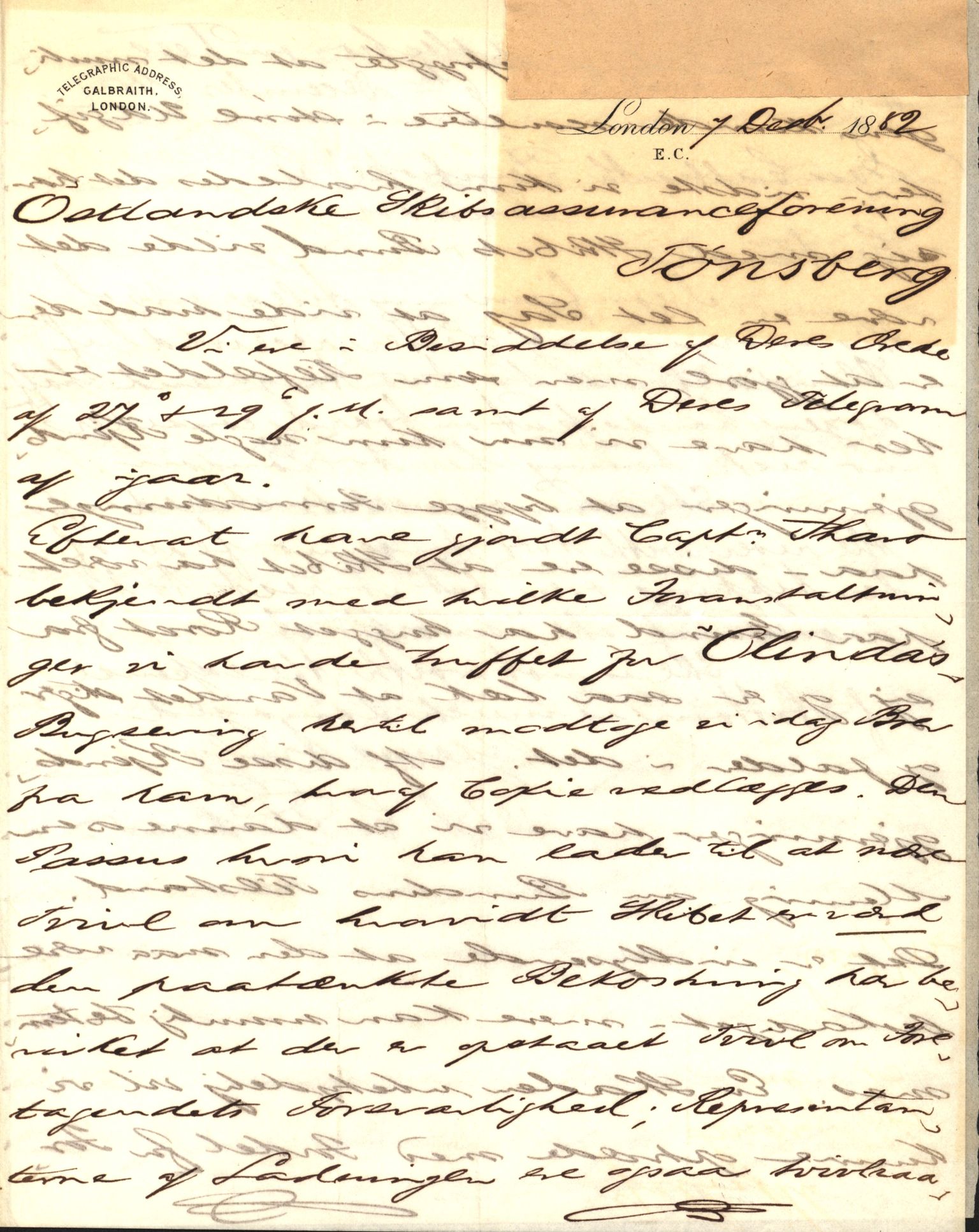 Pa 63 - Østlandske skibsassuranceforening, VEMU/A-1079/G/Ga/L0014/0009: Havaridokumenter / Peter, Olinda, Prinds Chr. August, Poseidon, 1882, p. 11