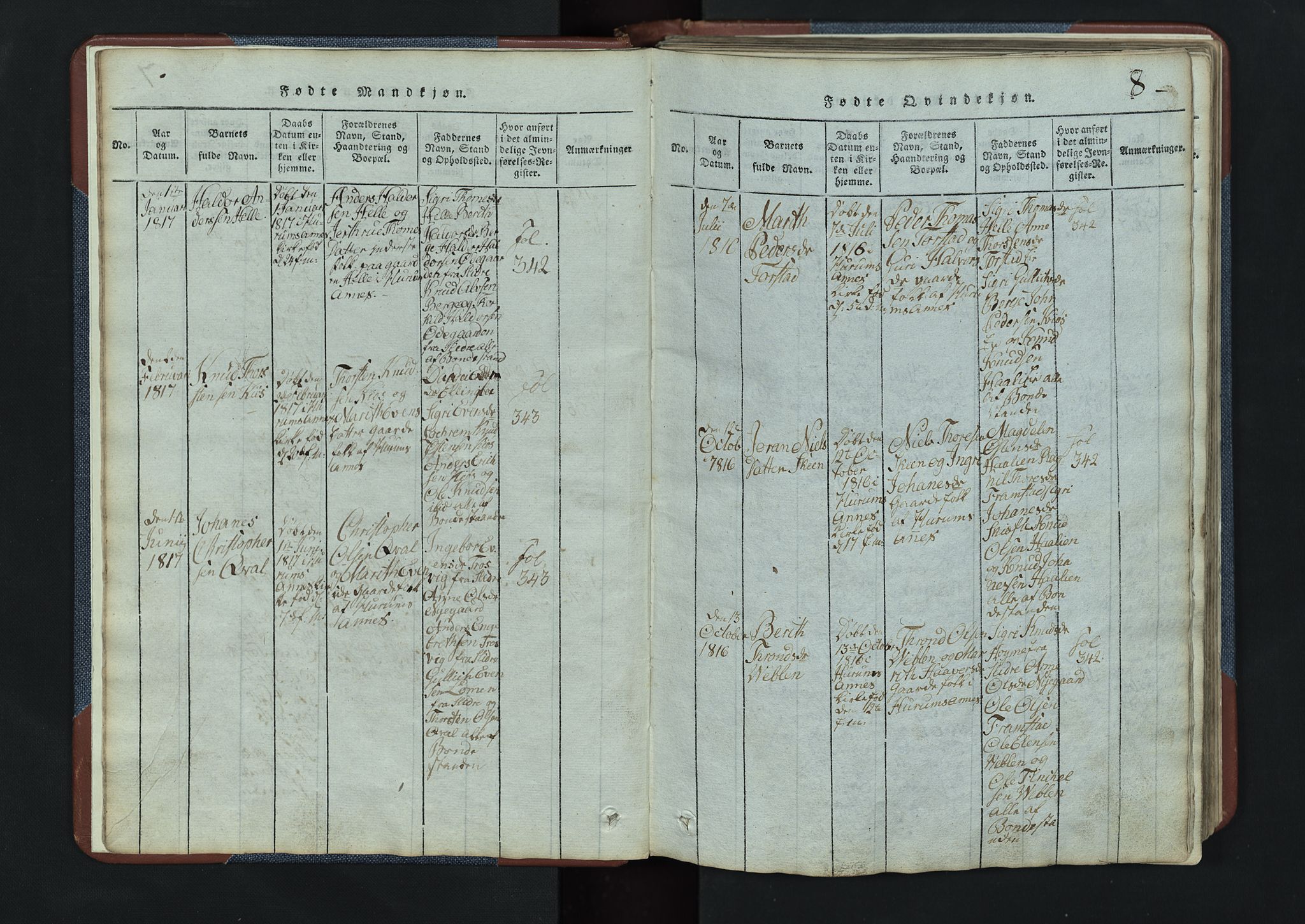Vang prestekontor, Valdres, SAH/PREST-140/H/Hb/L0003: Parish register (copy) no. 3, 1814-1892, p. 8