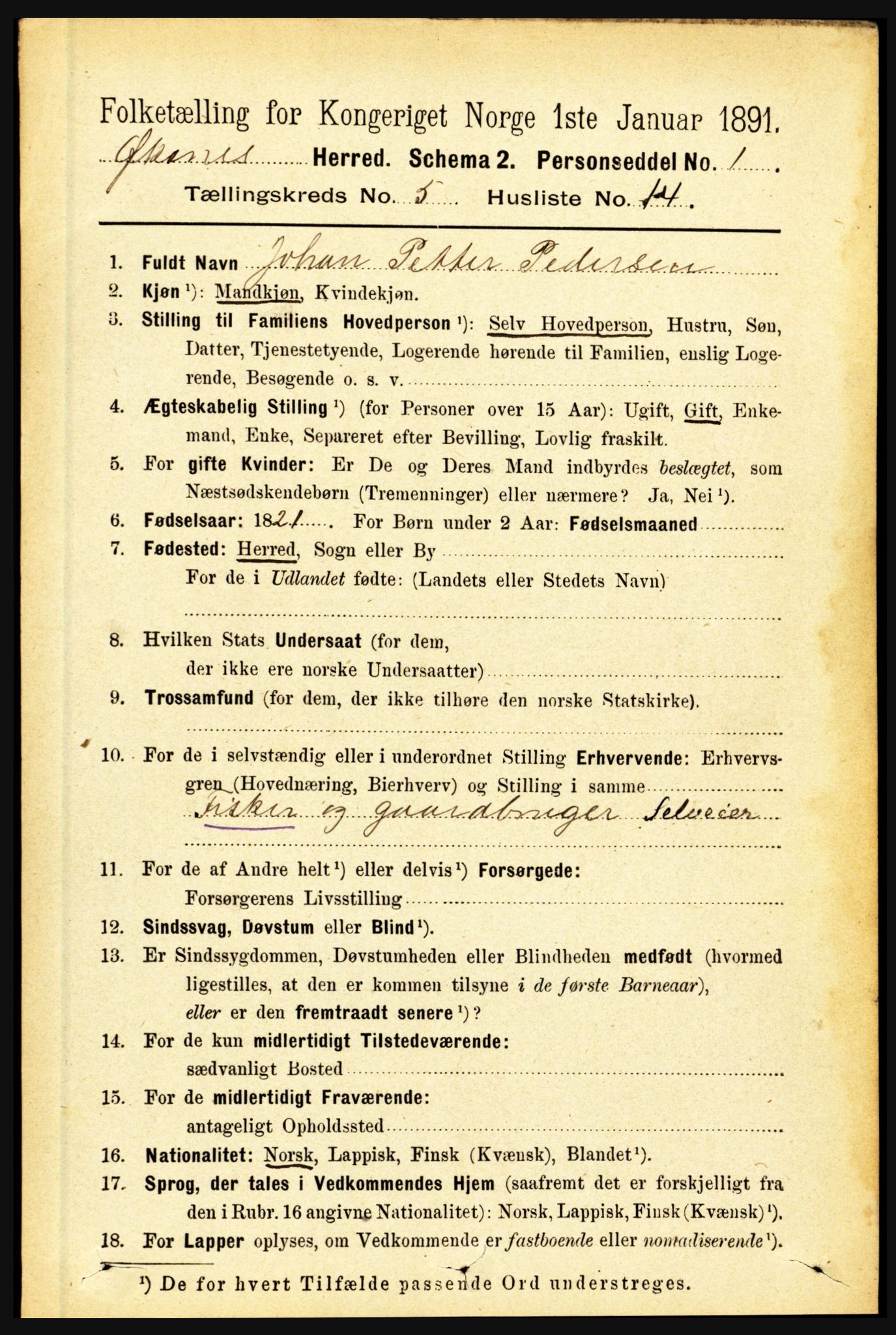 RA, 1891 census for 1868 Øksnes, 1891, p. 2320