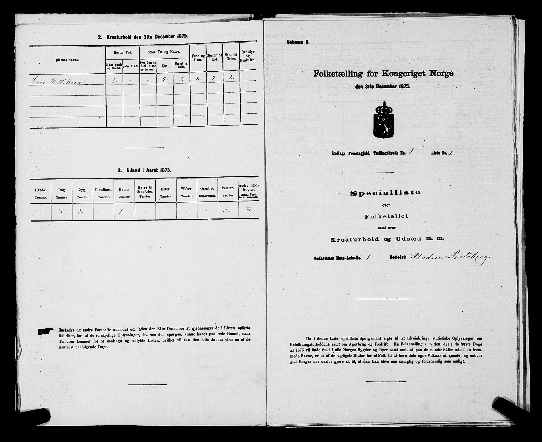 SAKO, 1875 census for 0632P Rollag, 1875, p. 45