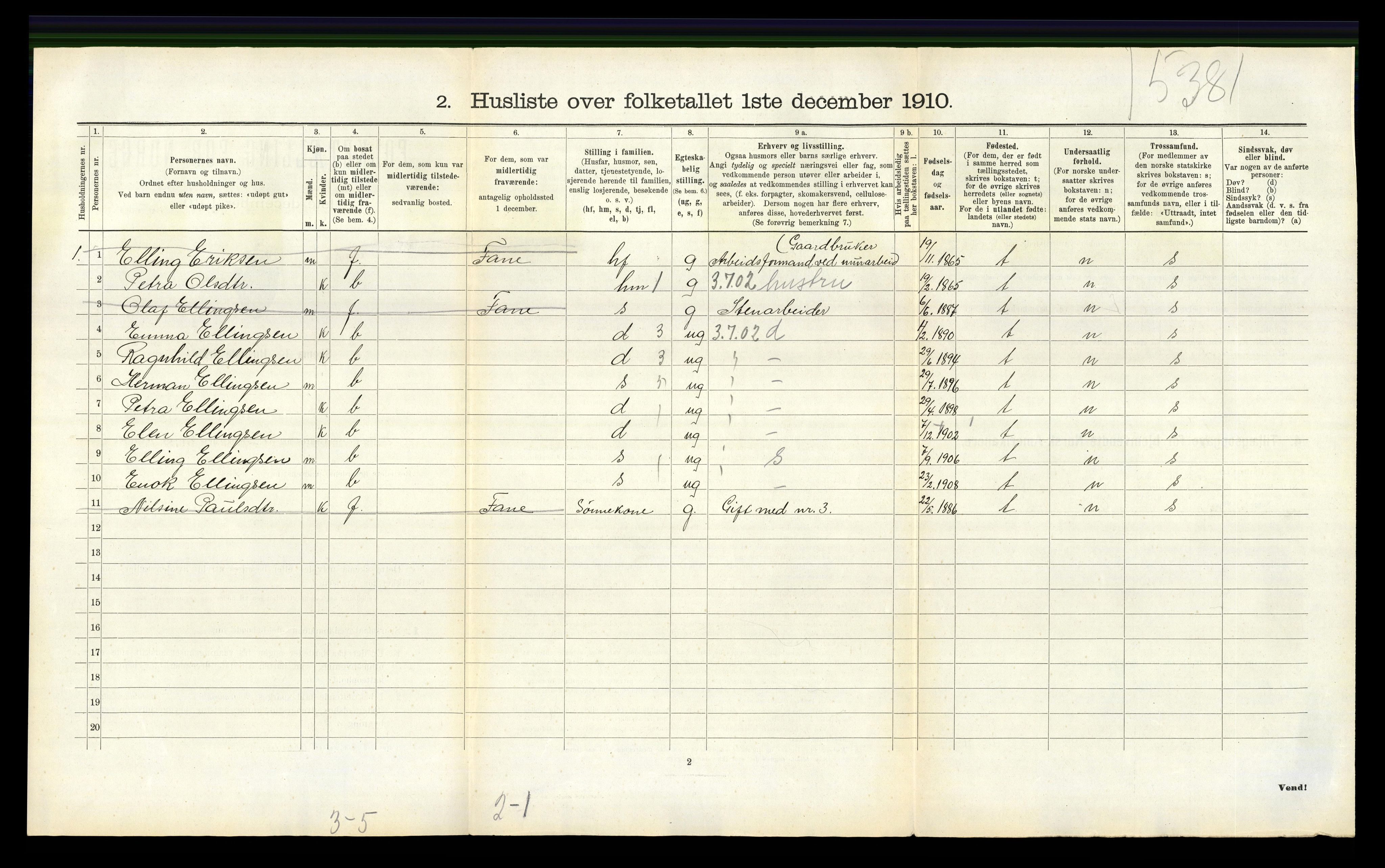 RA, 1910 census for Askøy, 1910, p. 1593