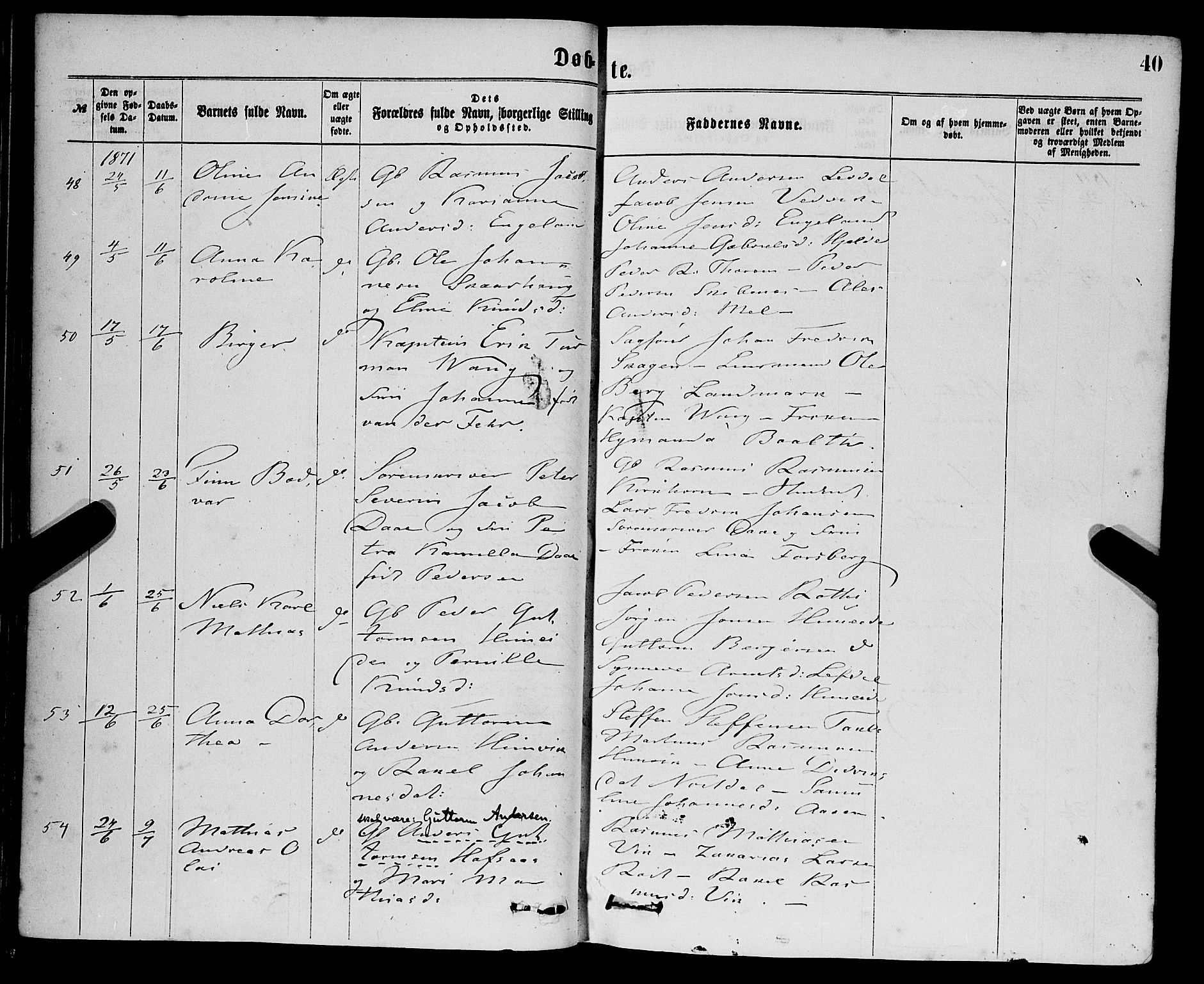 Eid sokneprestembete, SAB/A-82301/H/Haa/Haaa/L0010: Parish register (official) no. A 10, 1867-1878, p. 40