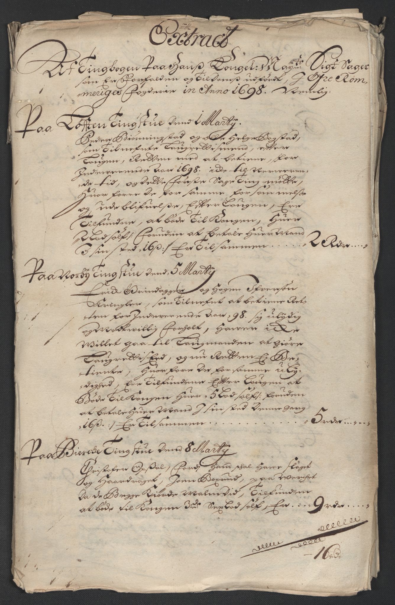 Rentekammeret inntil 1814, Reviderte regnskaper, Fogderegnskap, AV/RA-EA-4092/R12/L0710: Fogderegnskap Øvre Romerike, 1698, p. 61