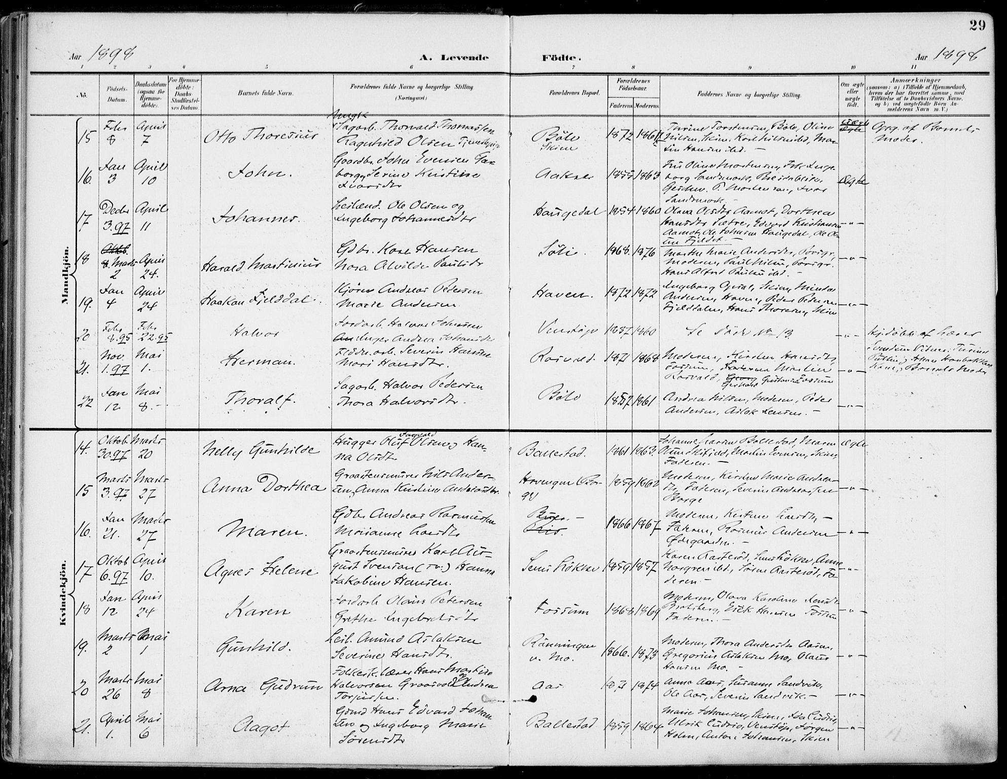 Gjerpen kirkebøker, SAKO/A-265/F/Fa/L0011: Parish register (official) no. I 11, 1896-1904, p. 29