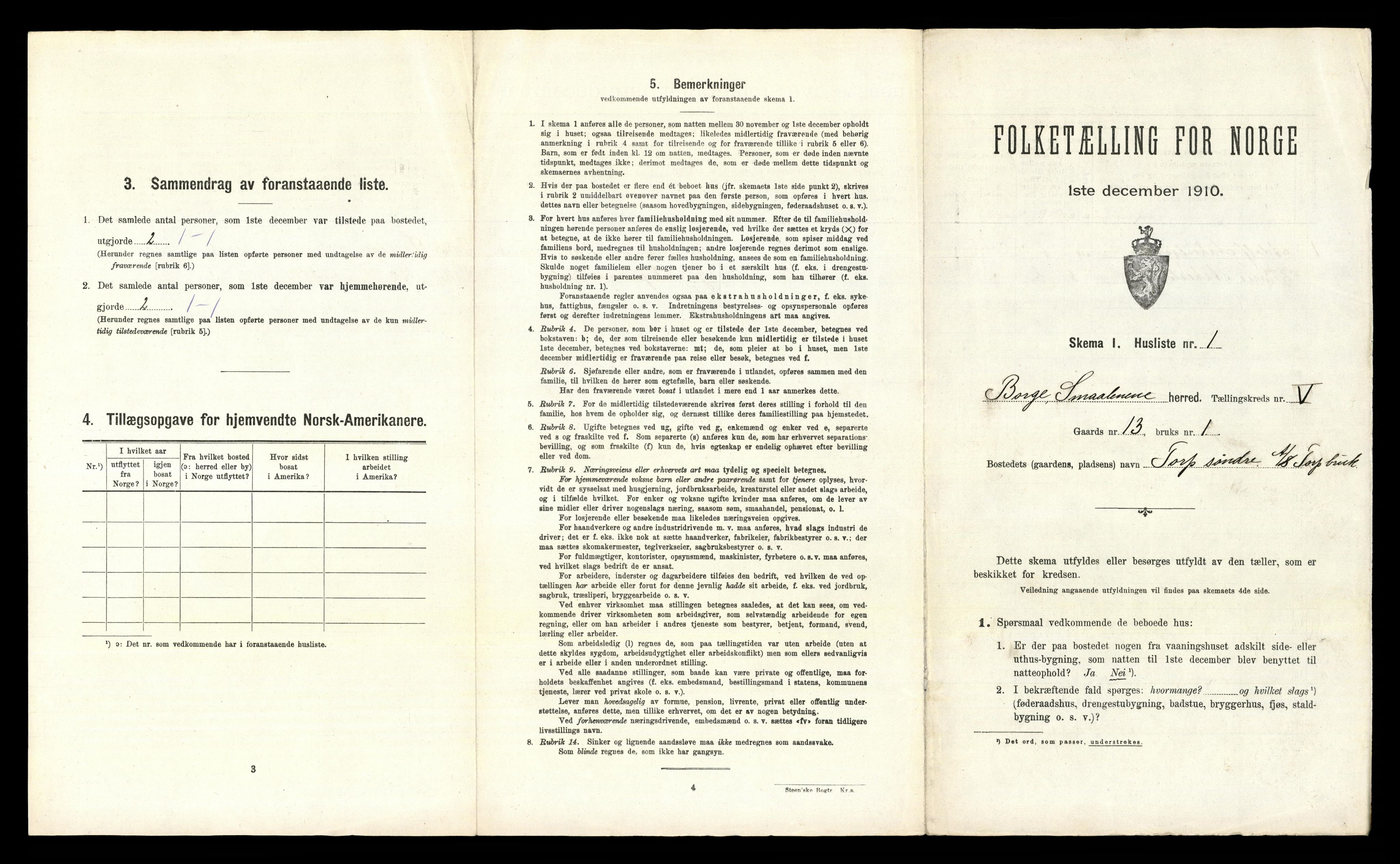 RA, 1910 census for Borge, 1910, p. 642