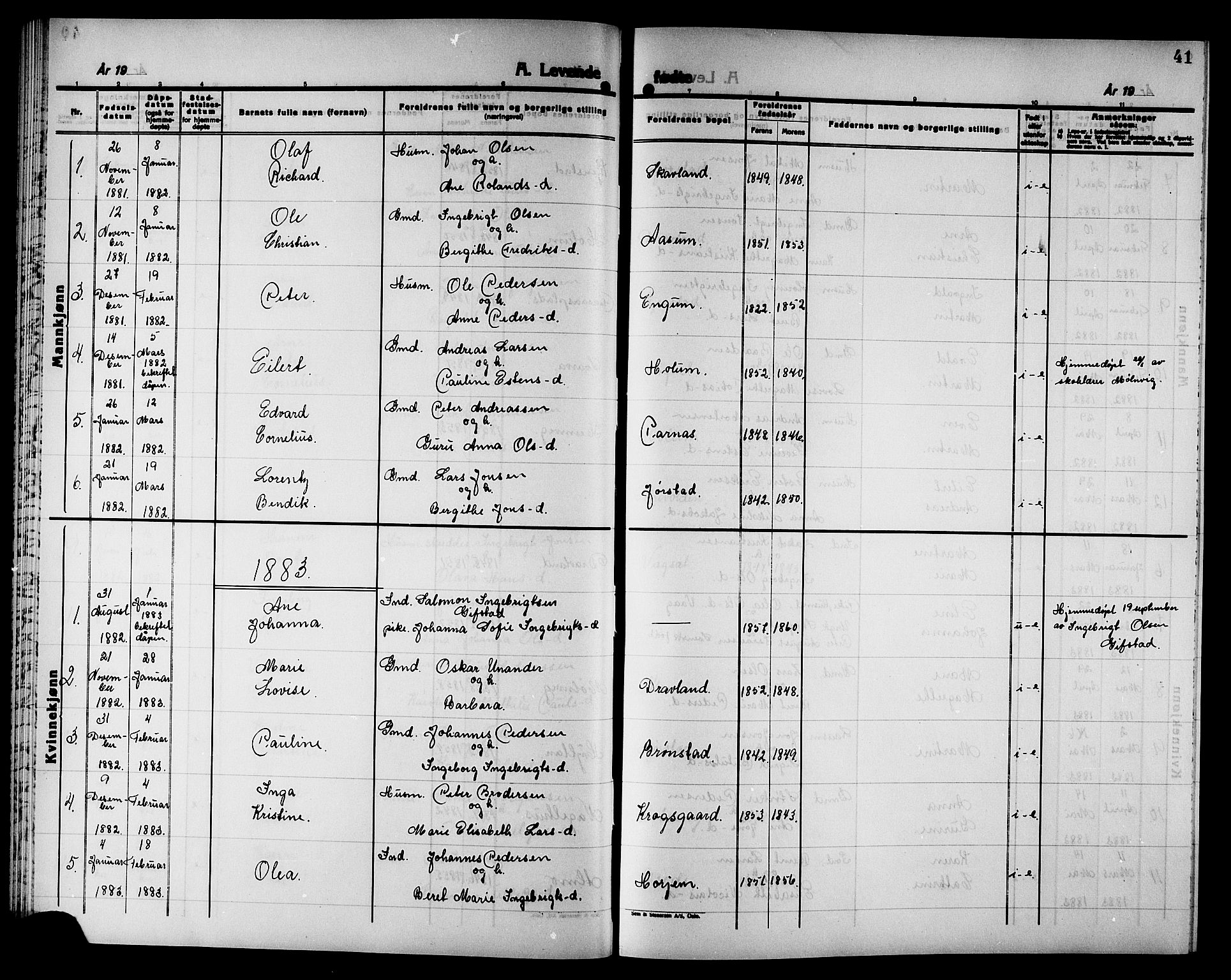 Ministerialprotokoller, klokkerbøker og fødselsregistre - Nord-Trøndelag, SAT/A-1458/749/L0486: Parish register (official) no. 749D02, 1873-1887, p. 41