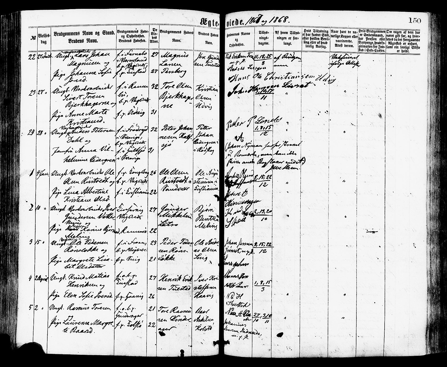 Avaldsnes sokneprestkontor, SAST/A -101851/H/Ha/Haa/L0012: Parish register (official) no. A 12, 1865-1880, p. 150