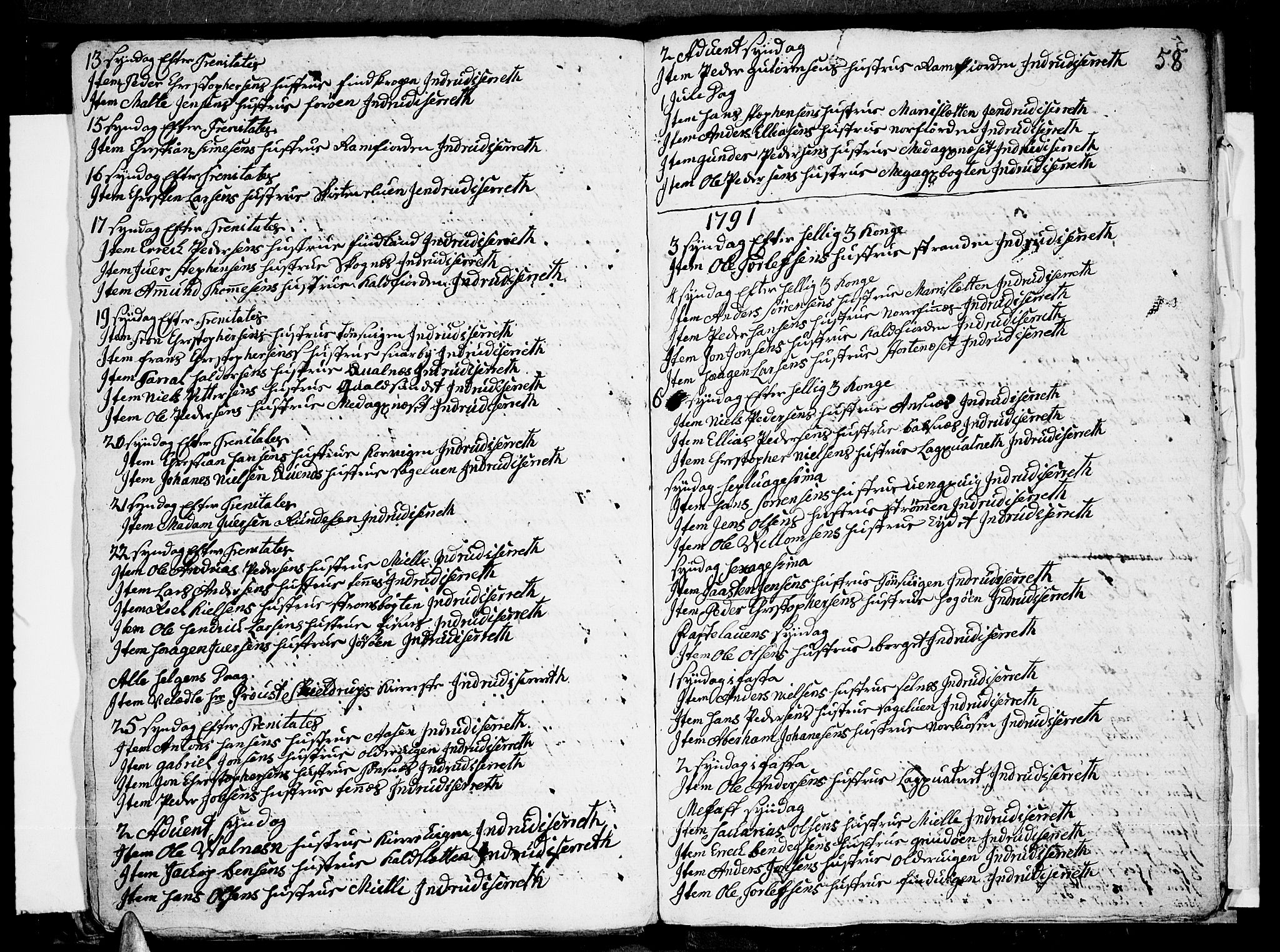 Tromsø sokneprestkontor/stiftsprosti/domprosti, AV/SATØ-S-1343/G/Ga/L0004kirke: Parish register (official) no. 4, 1787-1795, p. 58