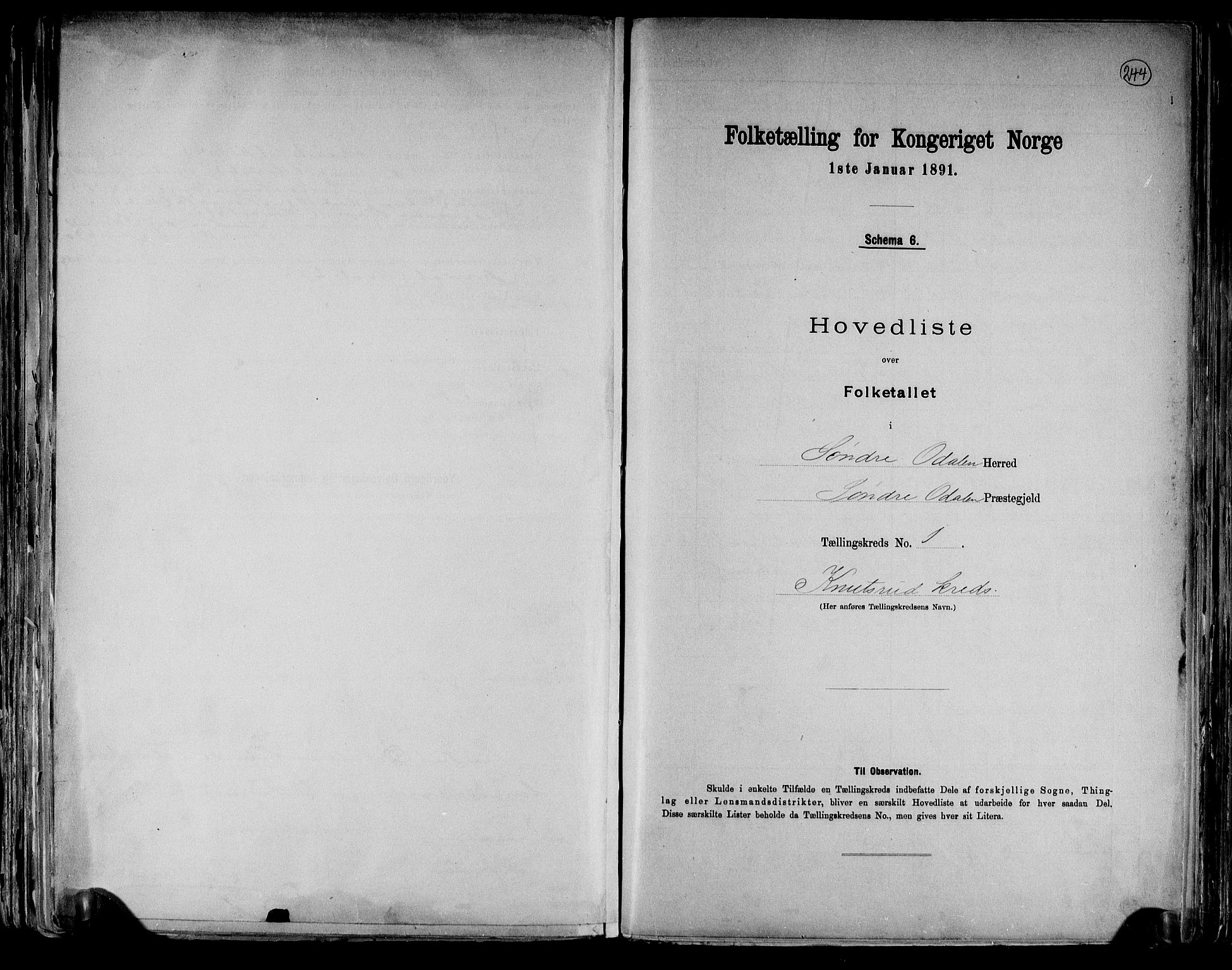 RA, 1891 census for 0419 Sør-Odal, 1891, p. 4