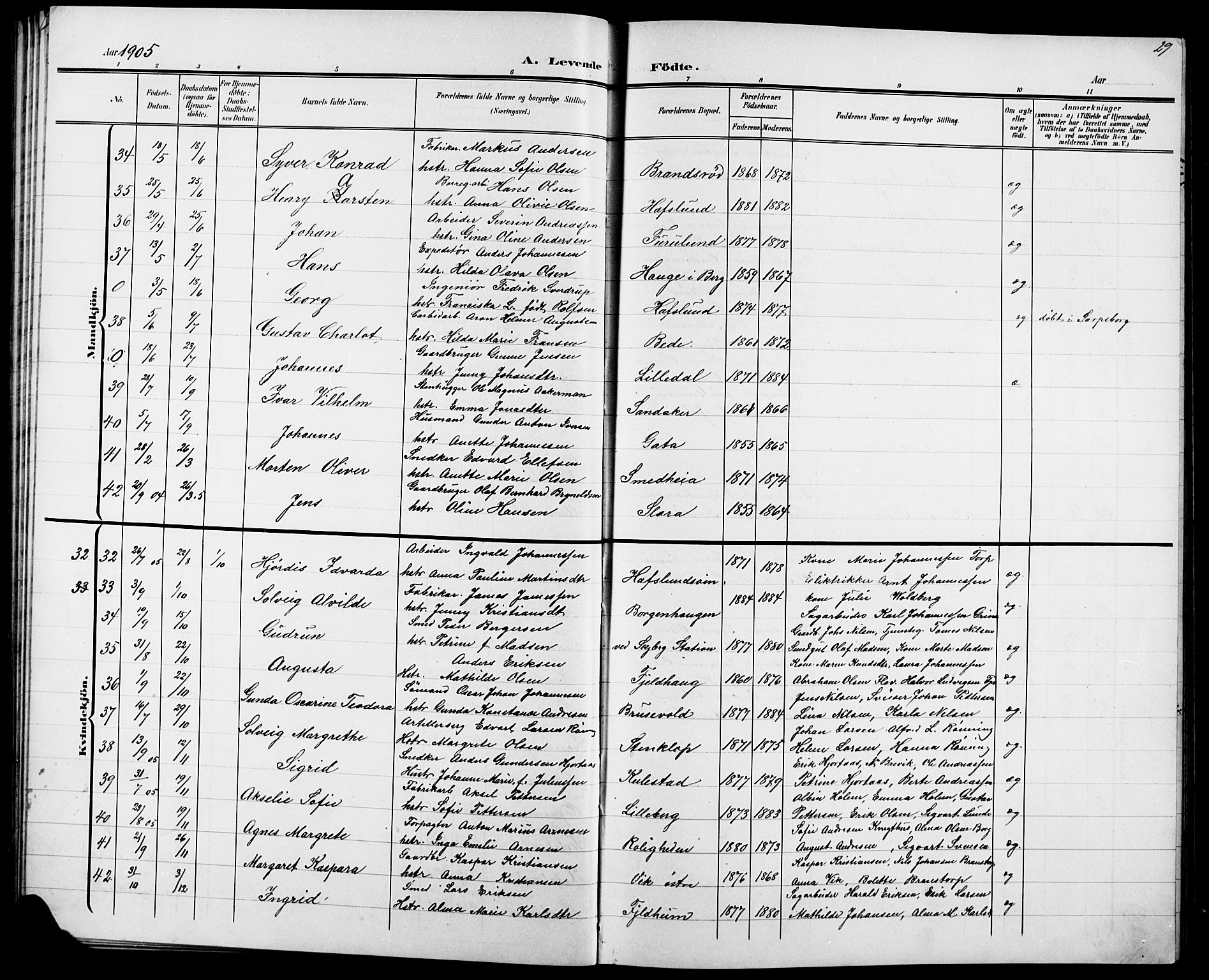 Skjeberg prestekontor Kirkebøker, SAO/A-10923/G/Ga/L0002: Parish register (copy) no. I 2, 1901-1924, p. 29