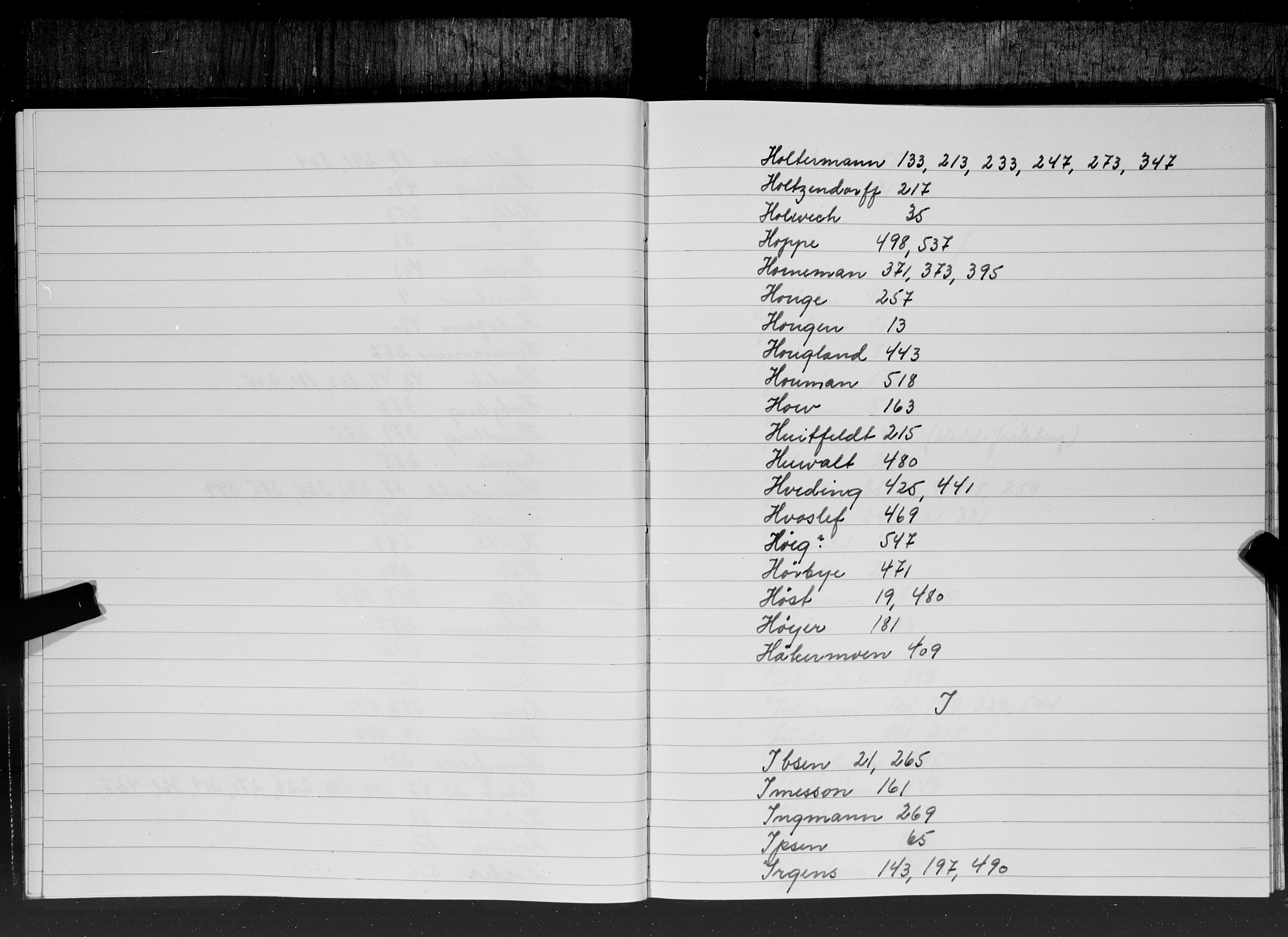 Hornemans samlinger, SAT/PA-X/A/L0013b: Register til bind 13a Angell - Hammond, 1600-1886
