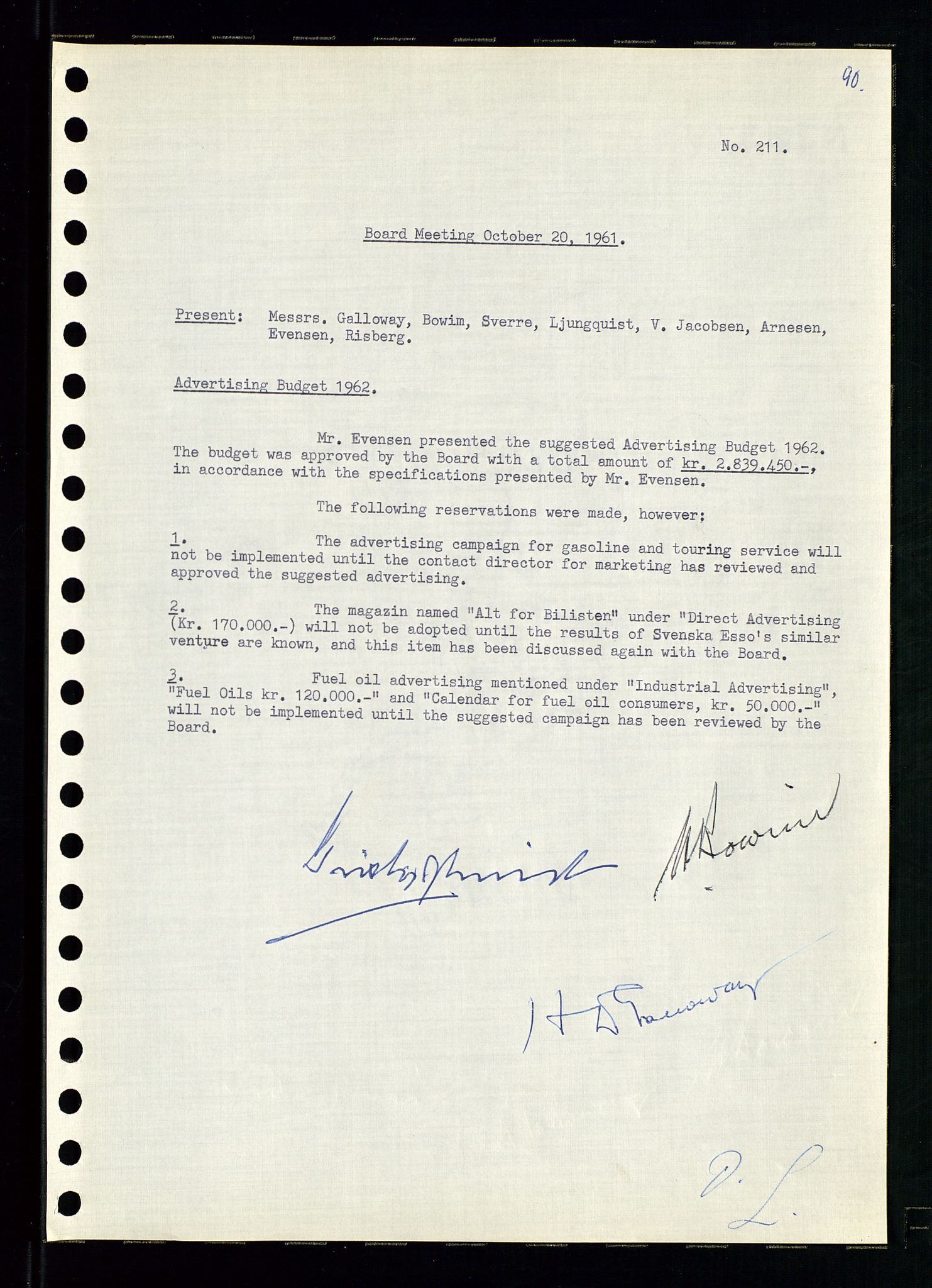 Pa 0982 - Esso Norge A/S, AV/SAST-A-100448/A/Aa/L0001/0002: Den administrerende direksjon Board minutes (styrereferater) / Den administrerende direksjon Board minutes (styrereferater), 1960-1961, p. 139