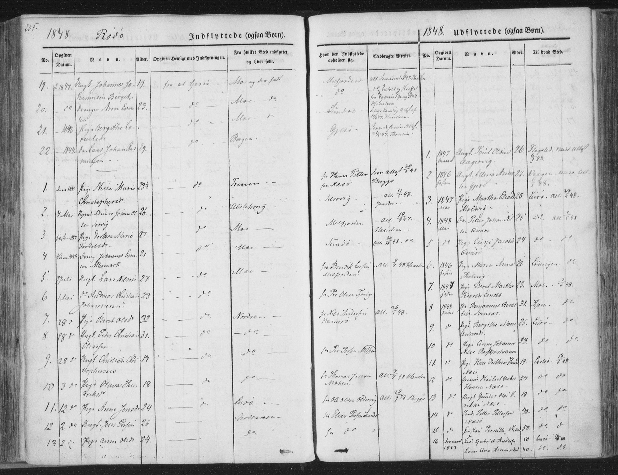 Ministerialprotokoller, klokkerbøker og fødselsregistre - Nordland, SAT/A-1459/841/L0604: Parish register (official) no. 841A09 /1, 1845-1862, p. 205