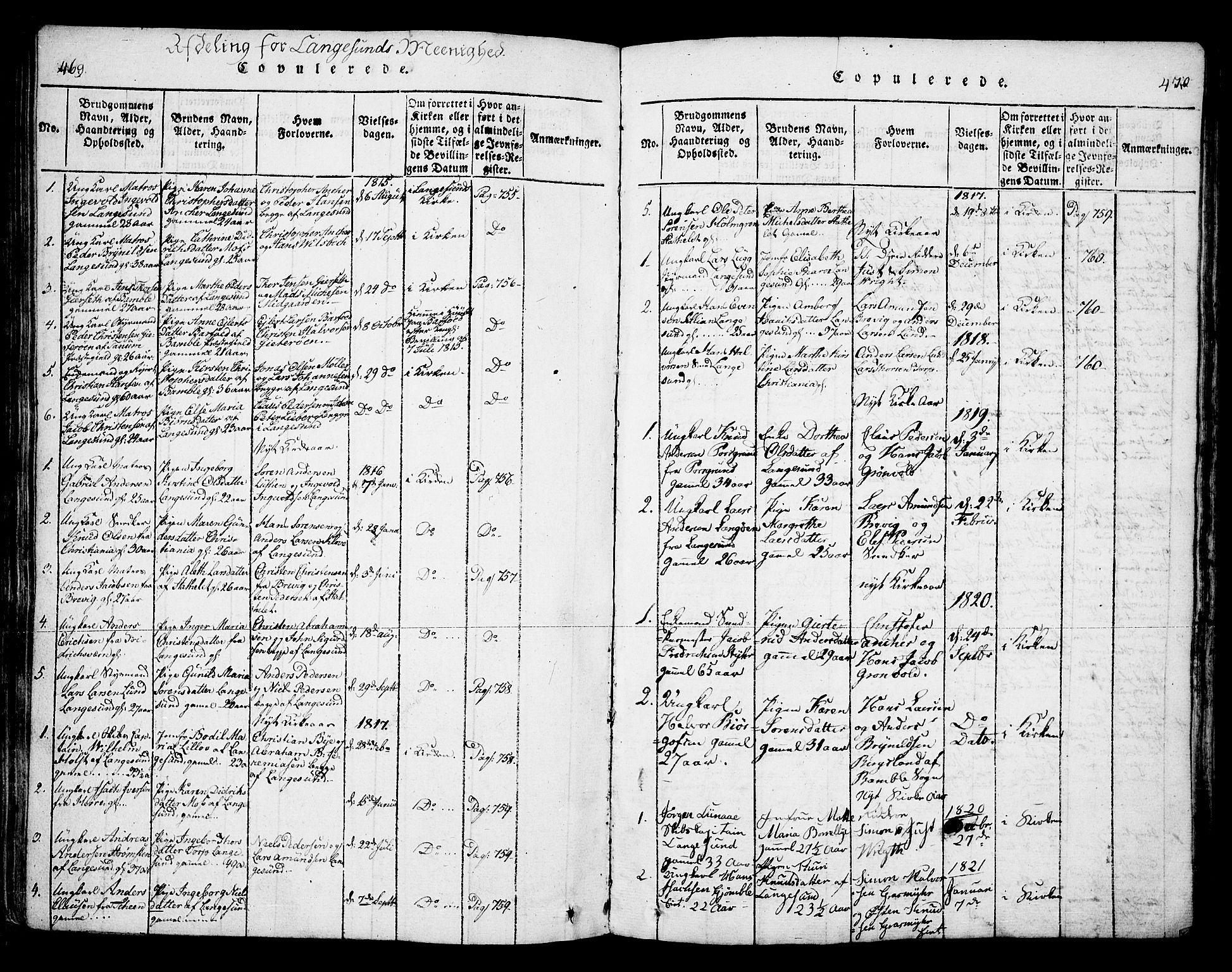 Bamble kirkebøker, AV/SAKO-A-253/F/Fa/L0003: Parish register (official) no. I 3 /2, 1815-1834, p. 469-470