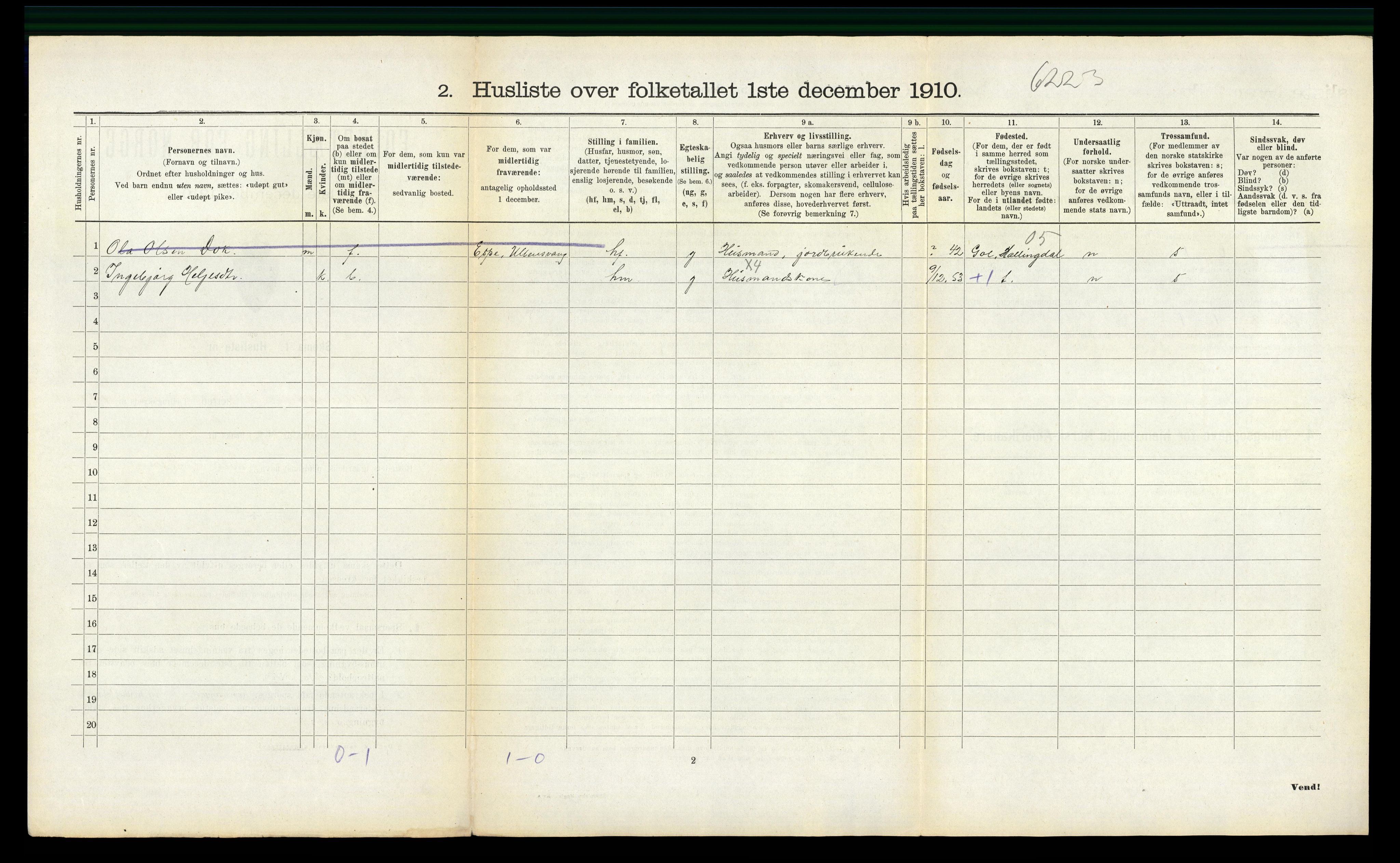 RA, 1910 census for Ullensvang, 1910, p. 1728