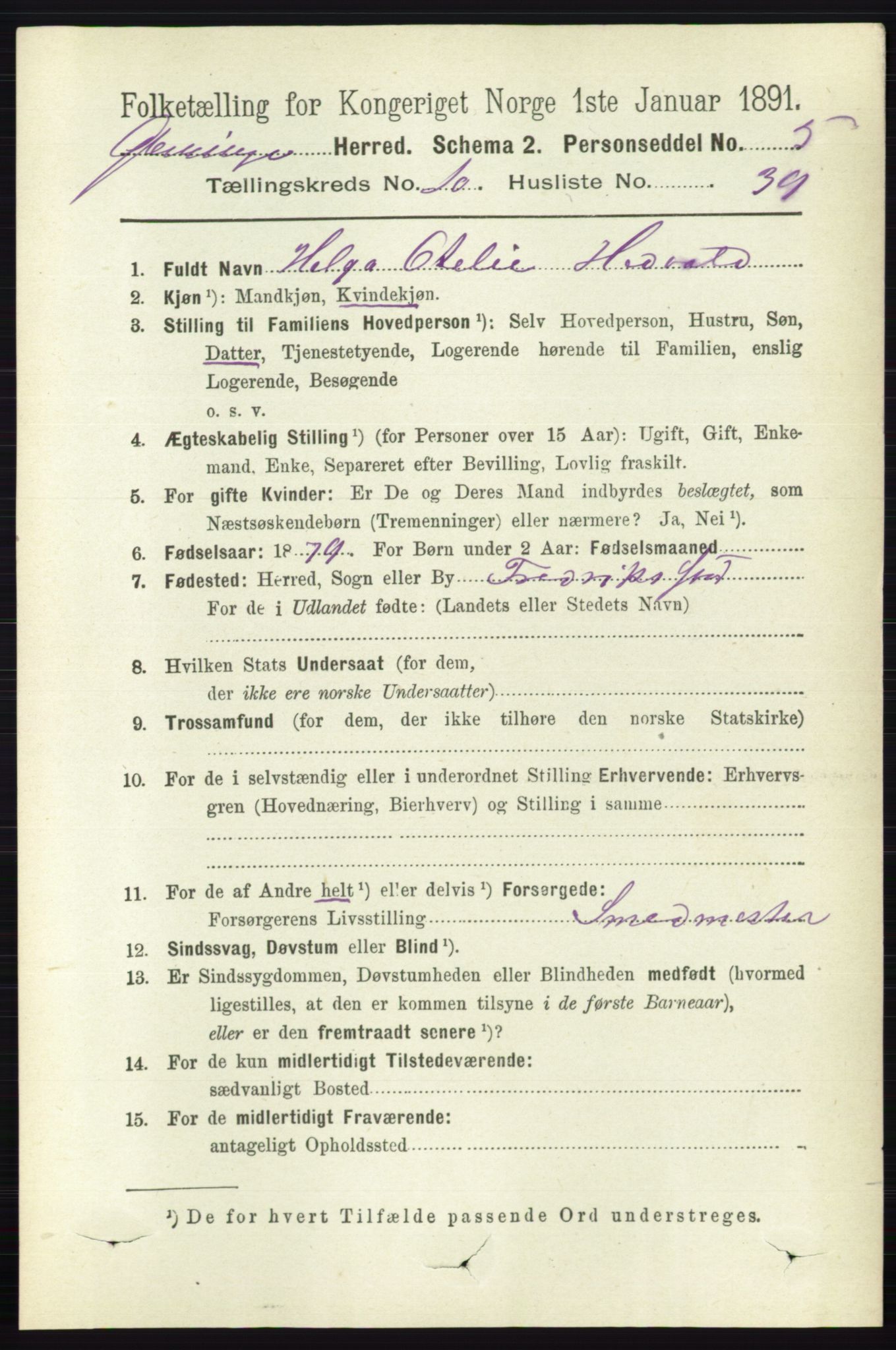 RA, 1891 census for 0132 Glemmen, 1891, p. 10271