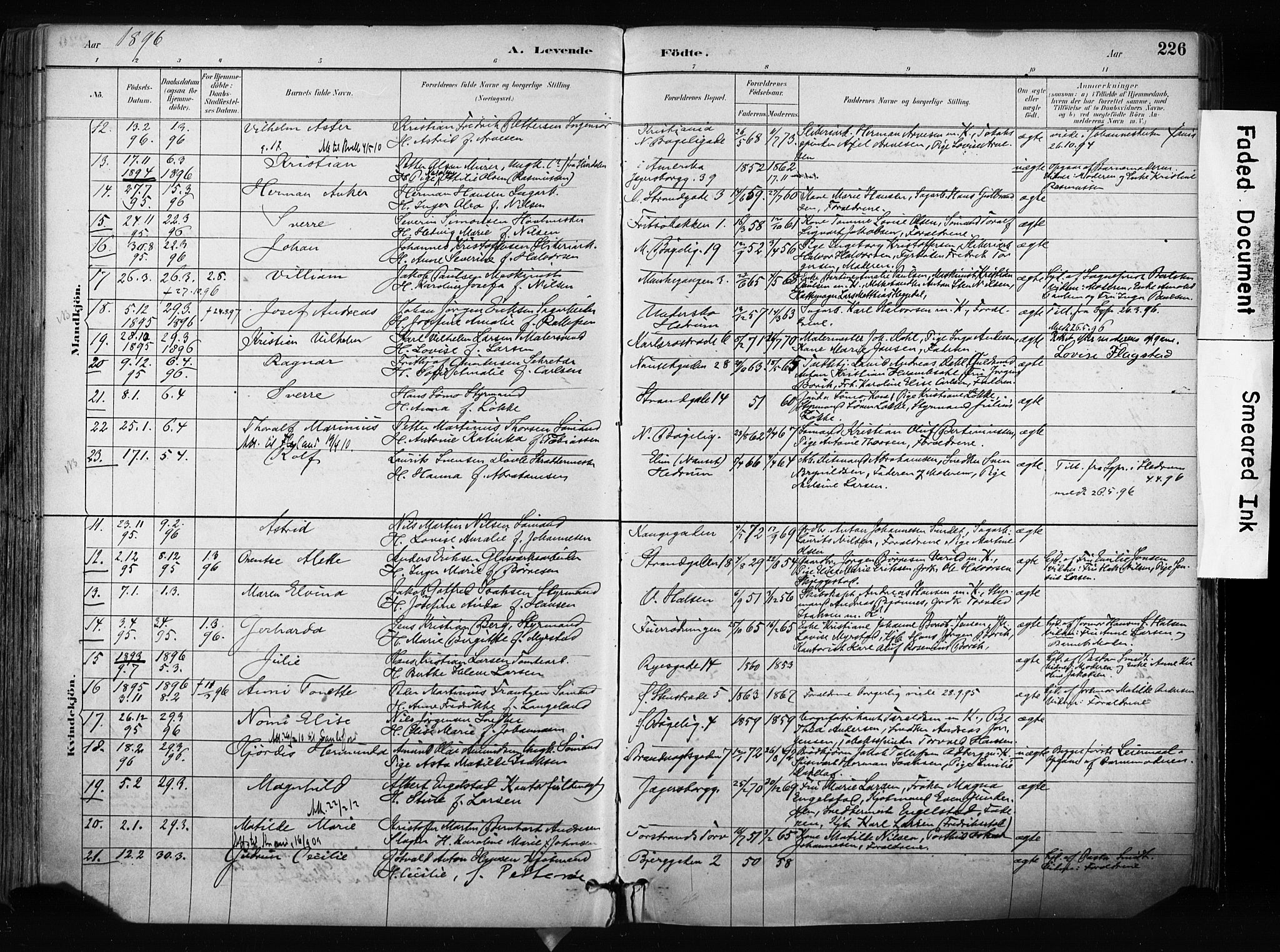 Larvik kirkebøker, AV/SAKO-A-352/F/Fa/L0009: Parish register (official) no. I 9, 1884-1904, p. 226