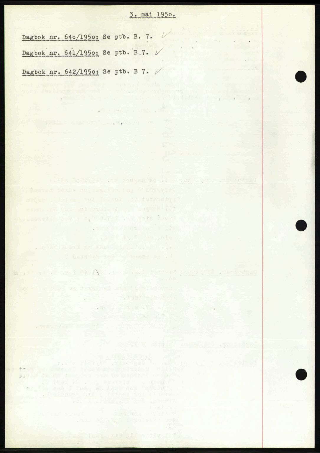 Nedenes sorenskriveri, SAK/1221-0006/G/Gb/Gba/L0062: Mortgage book no. A14, 1949-1950, Diary no: : 640/1950