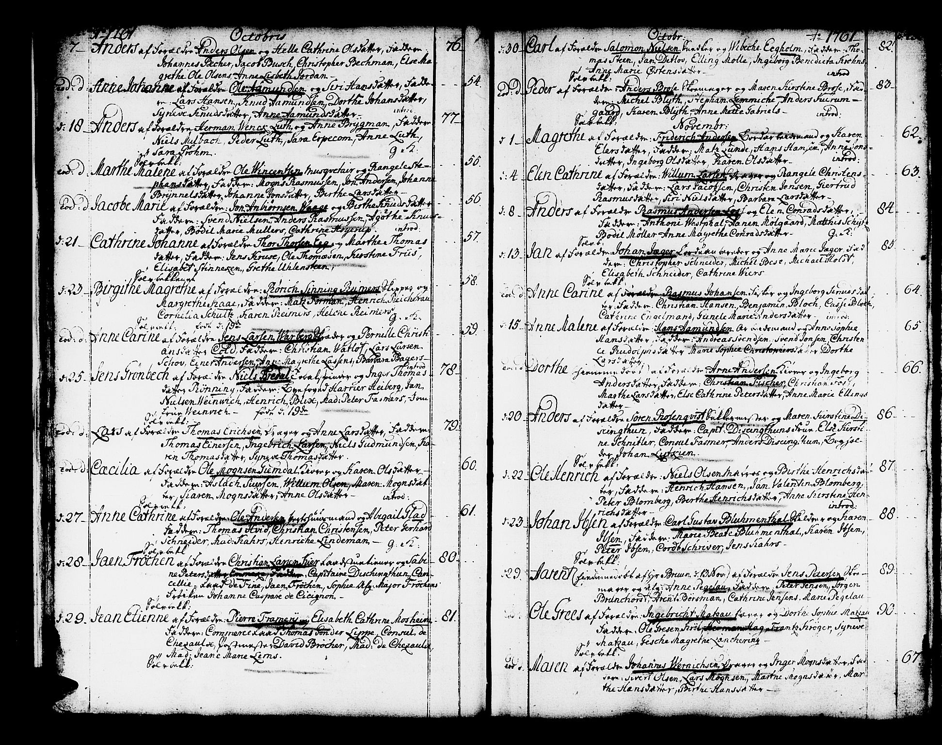 Domkirken sokneprestembete, AV/SAB-A-74801/H/Haa/L0003: Parish register (official) no. A 3, 1758-1789, p. 44-45