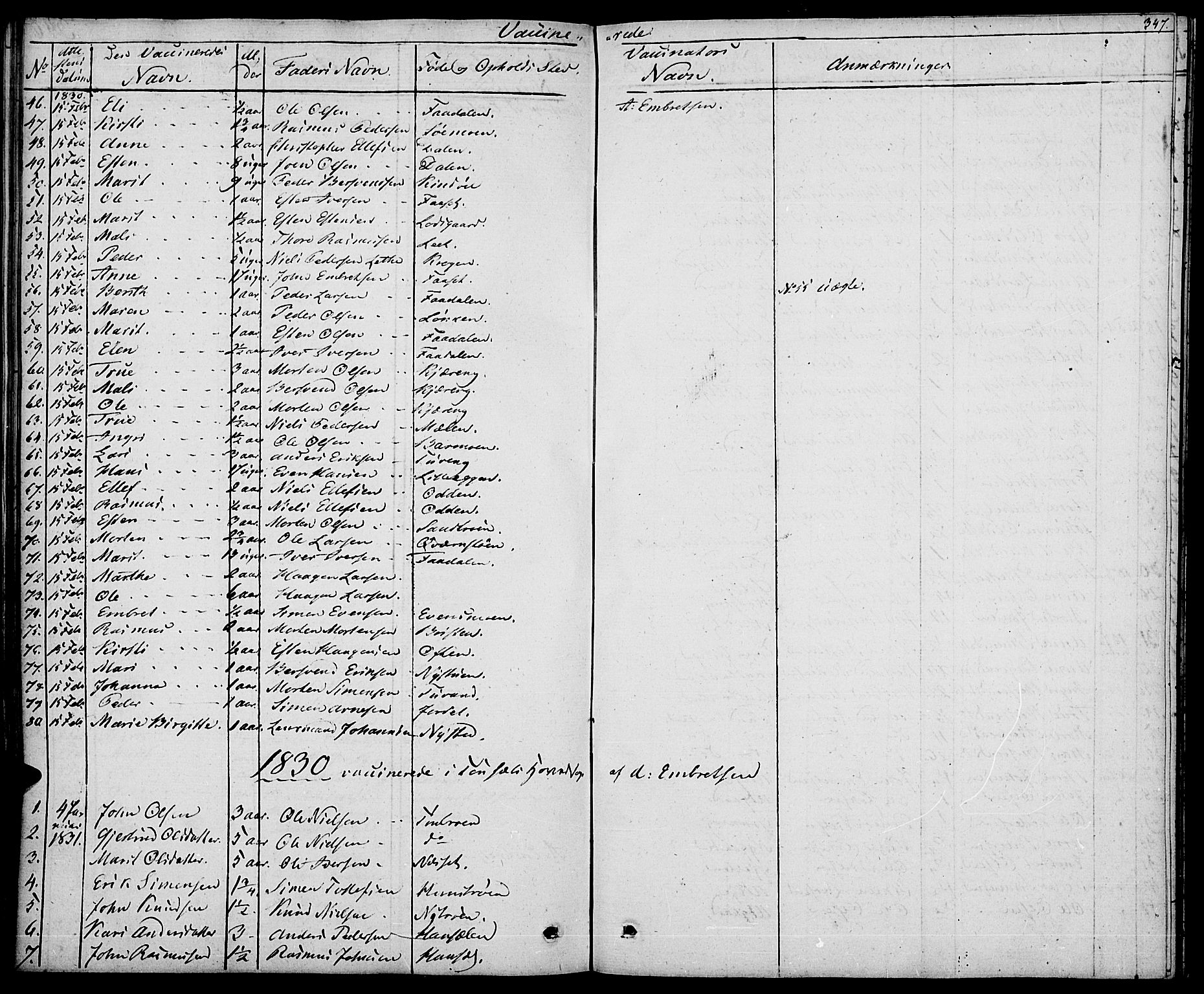 Tynset prestekontor, AV/SAH-PREST-058/H/Ha/Haa/L0019: Parish register (official) no. 19, 1829-1847, p. 347