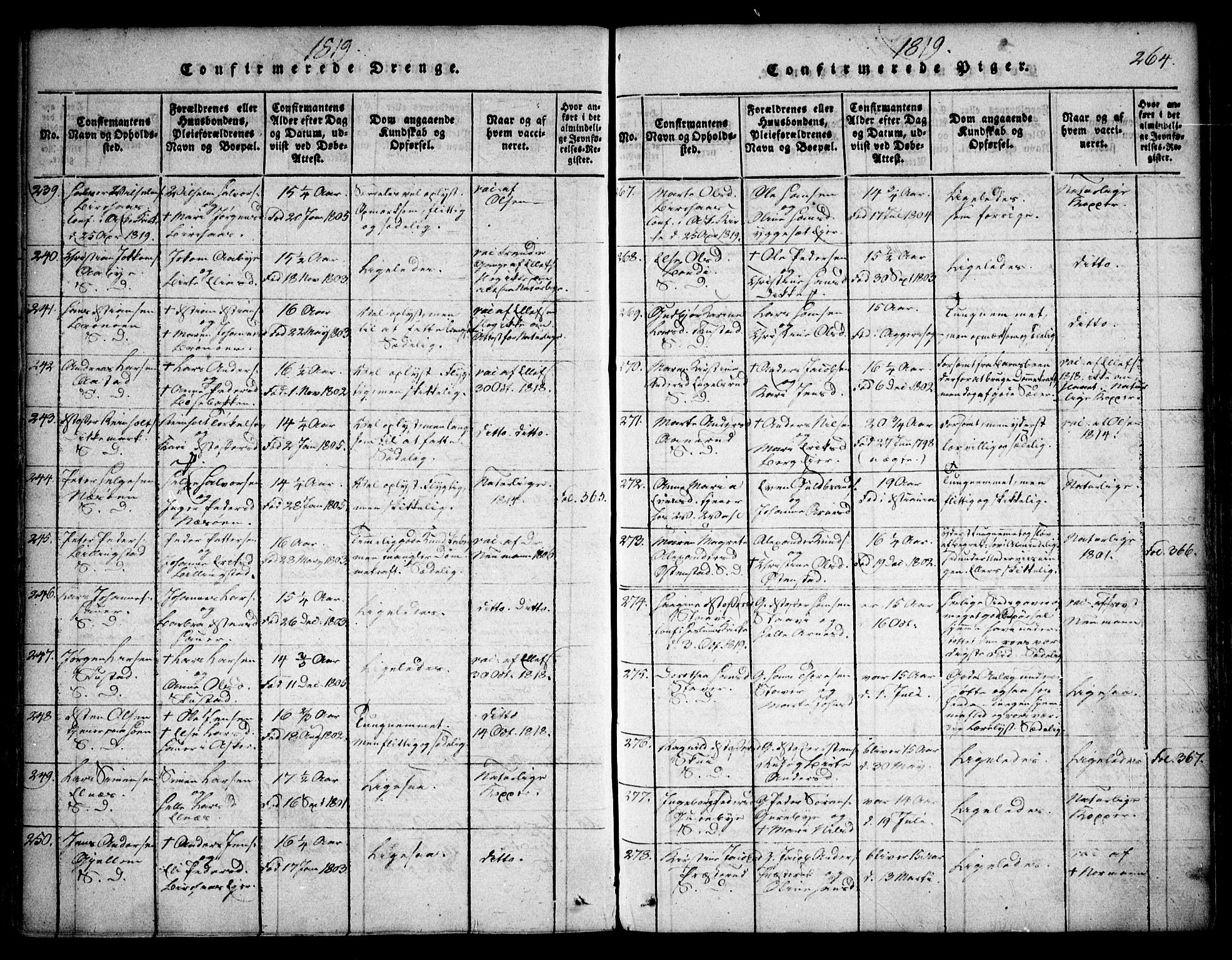 Asker prestekontor Kirkebøker, SAO/A-10256a/F/Fa/L0006: Parish register (official) no. I 6, 1814-1824, p. 264
