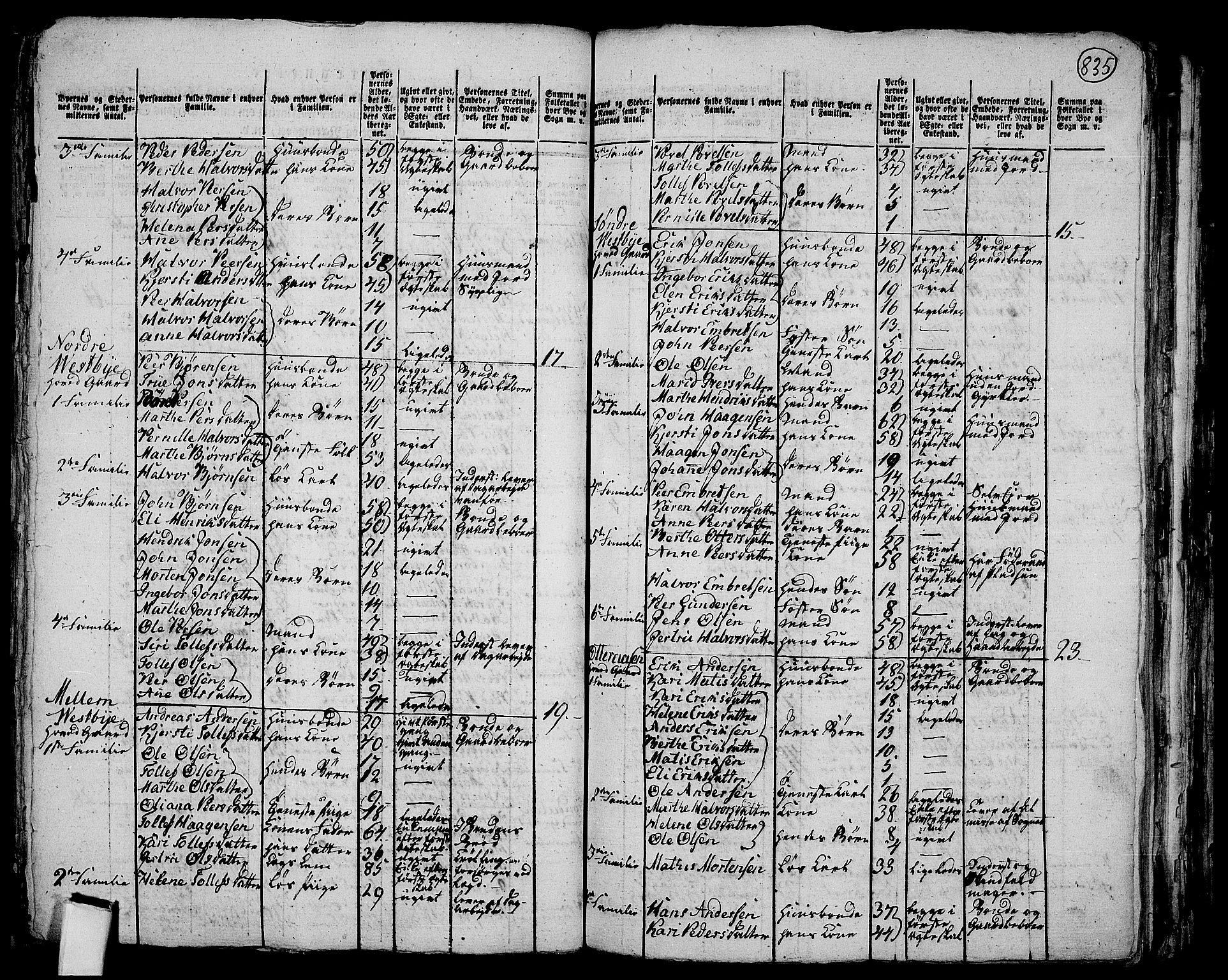 RA, 1801 census for 0428P Trysil, 1801, p. 834b-835a