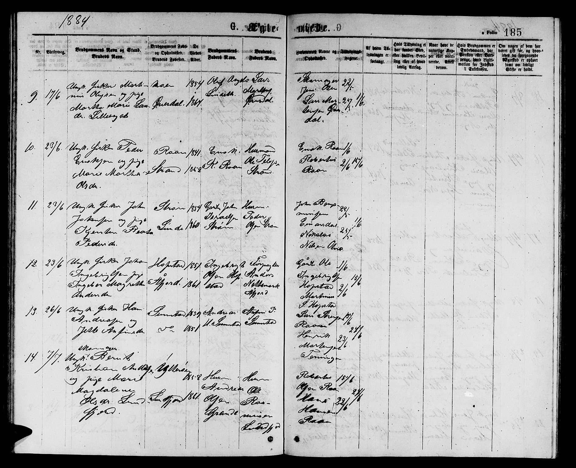 Ministerialprotokoller, klokkerbøker og fødselsregistre - Sør-Trøndelag, AV/SAT-A-1456/657/L0715: Parish register (copy) no. 657C02, 1873-1888, p. 185