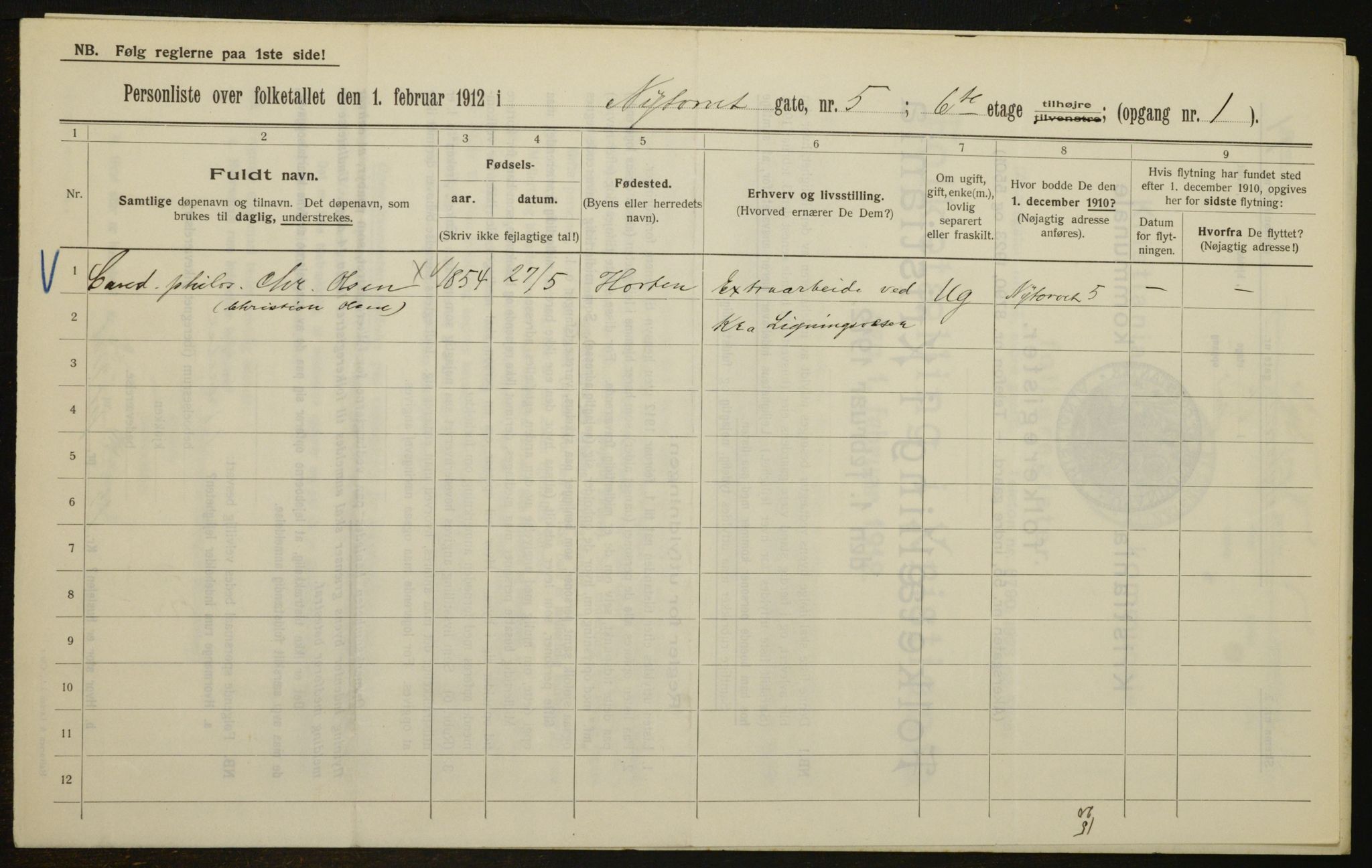 OBA, Municipal Census 1912 for Kristiania, 1912, p. 74816