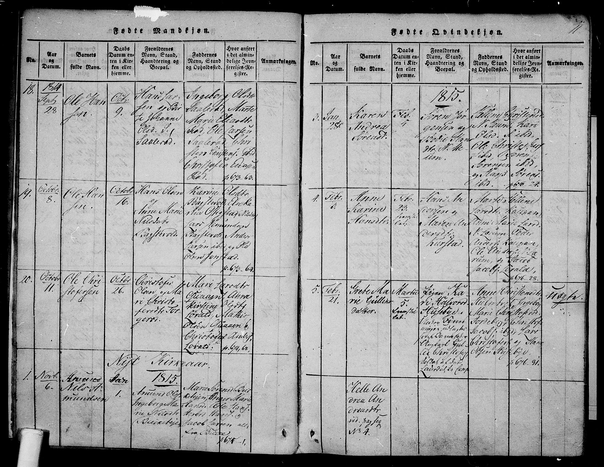 Våle kirkebøker, AV/SAKO-A-334/F/Fa/L0007: Parish register (official) no. I 7, 1814-1824, p. 10-11