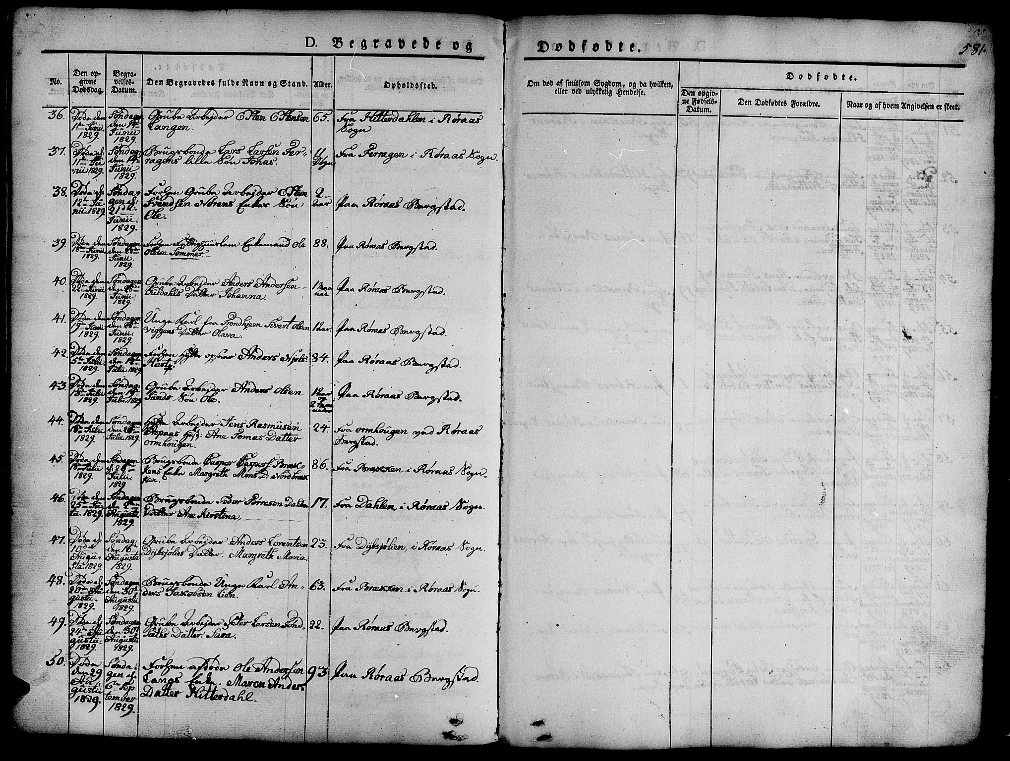 Ministerialprotokoller, klokkerbøker og fødselsregistre - Sør-Trøndelag, SAT/A-1456/681/L0939: Parish register (copy) no. 681C03, 1829-1855, p. 581