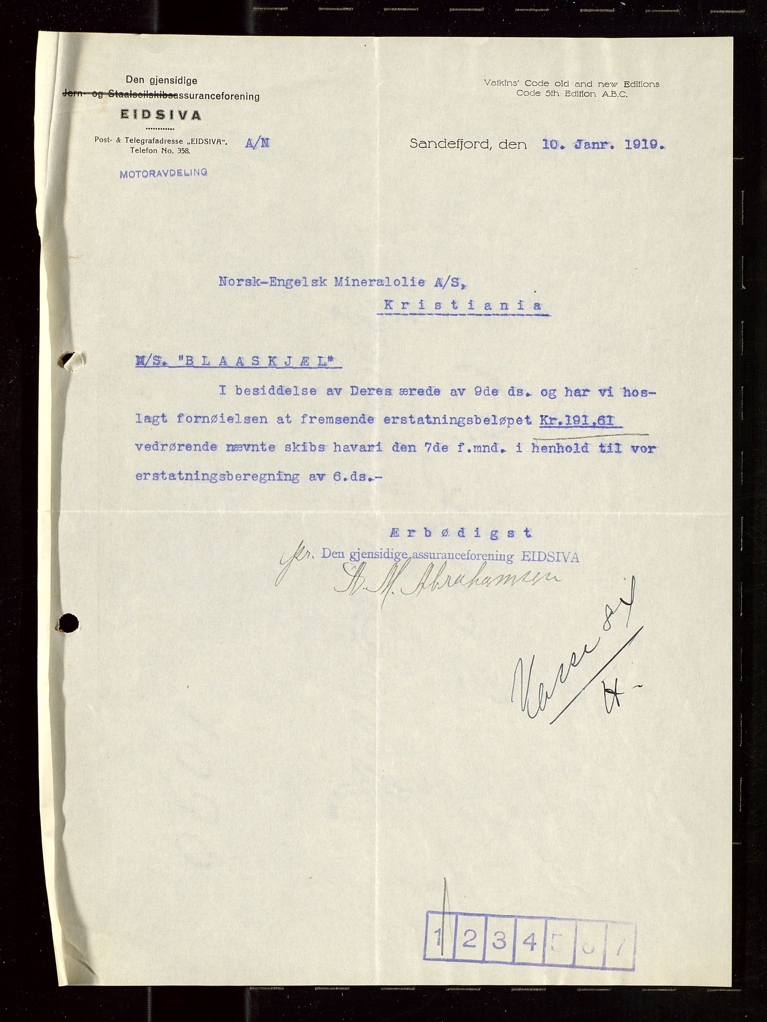Pa 1521 - A/S Norske Shell, SAST/A-101915/E/Ea/Eaa/L0022: Sjefskorrespondanse, 1918, p. 168