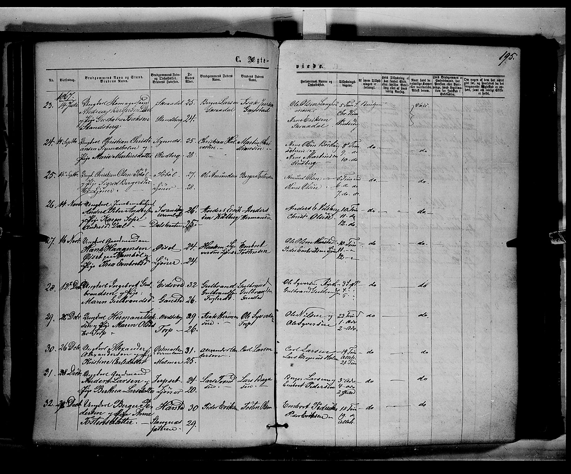 Eidskog prestekontor, AV/SAH-PREST-026/H/Ha/Haa/L0002: Parish register (official) no. 2, 1867-1878, p. 195