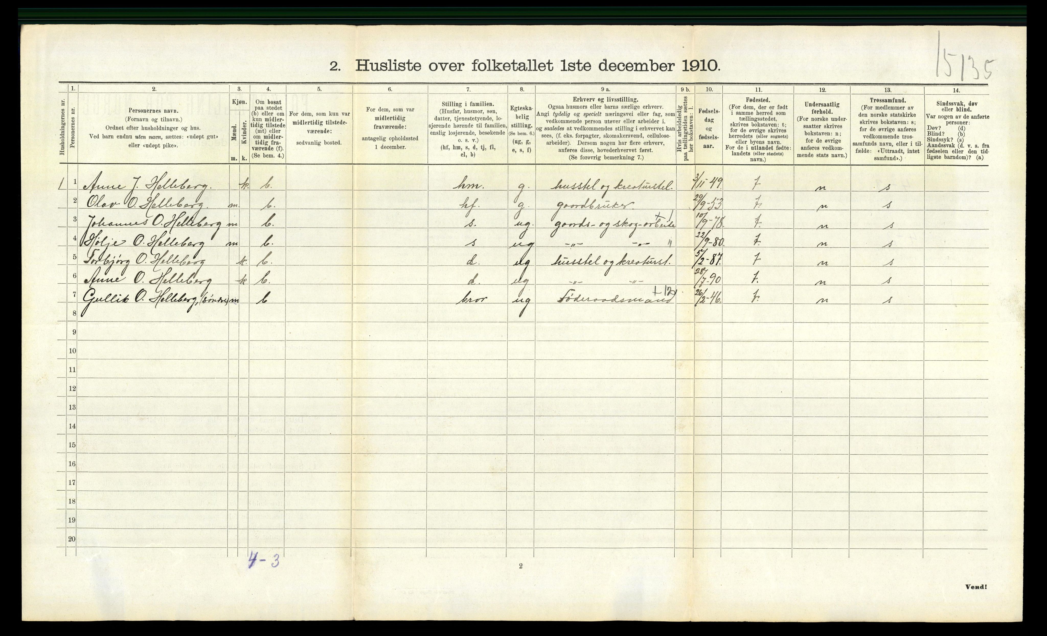 RA, 1910 census for Gransherad, 1910, p. 475